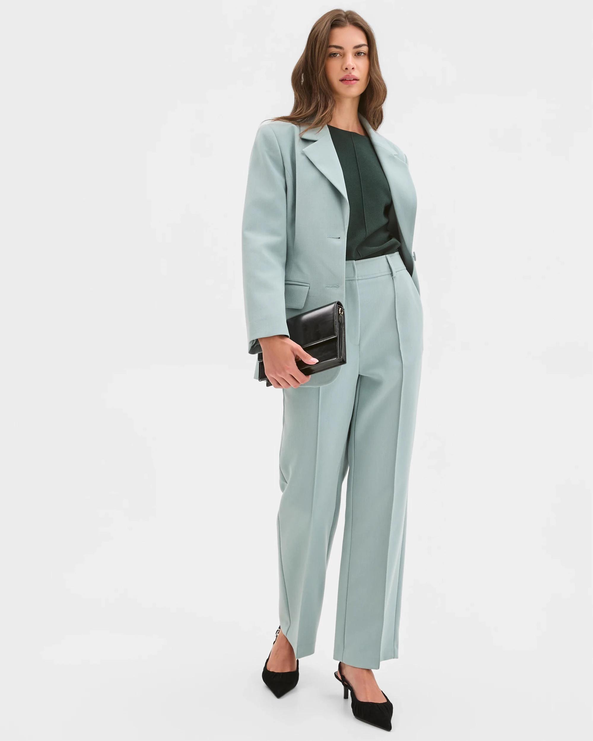 1 Target Petites Petites Single Breasted Self Stripe Blazer SLATE, 1 of 5