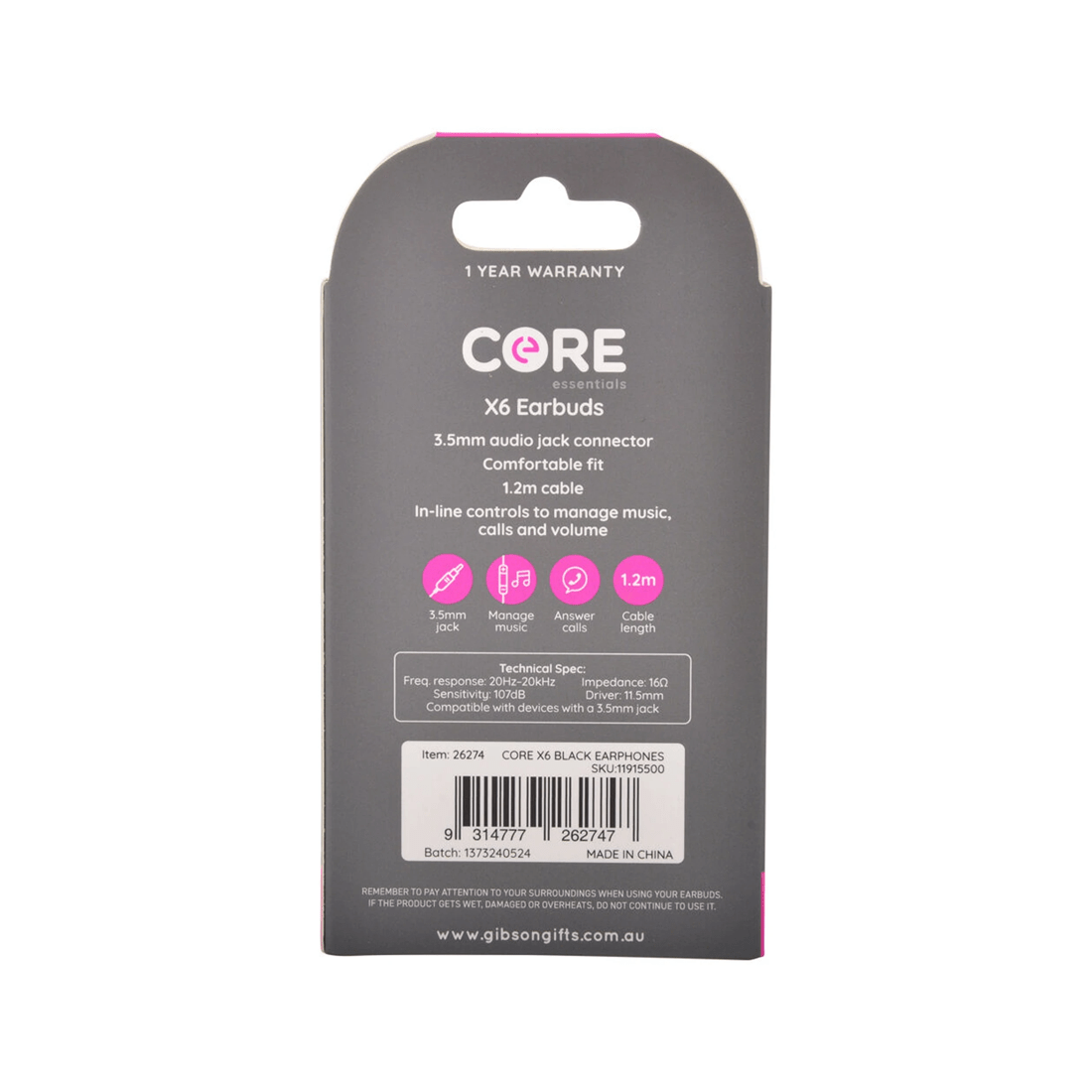 2 Core Essentials 3.5mm X6 In-Ear Earphones Earbuds With Mic Wired 1.2m Pack
 - black, 2 of 3