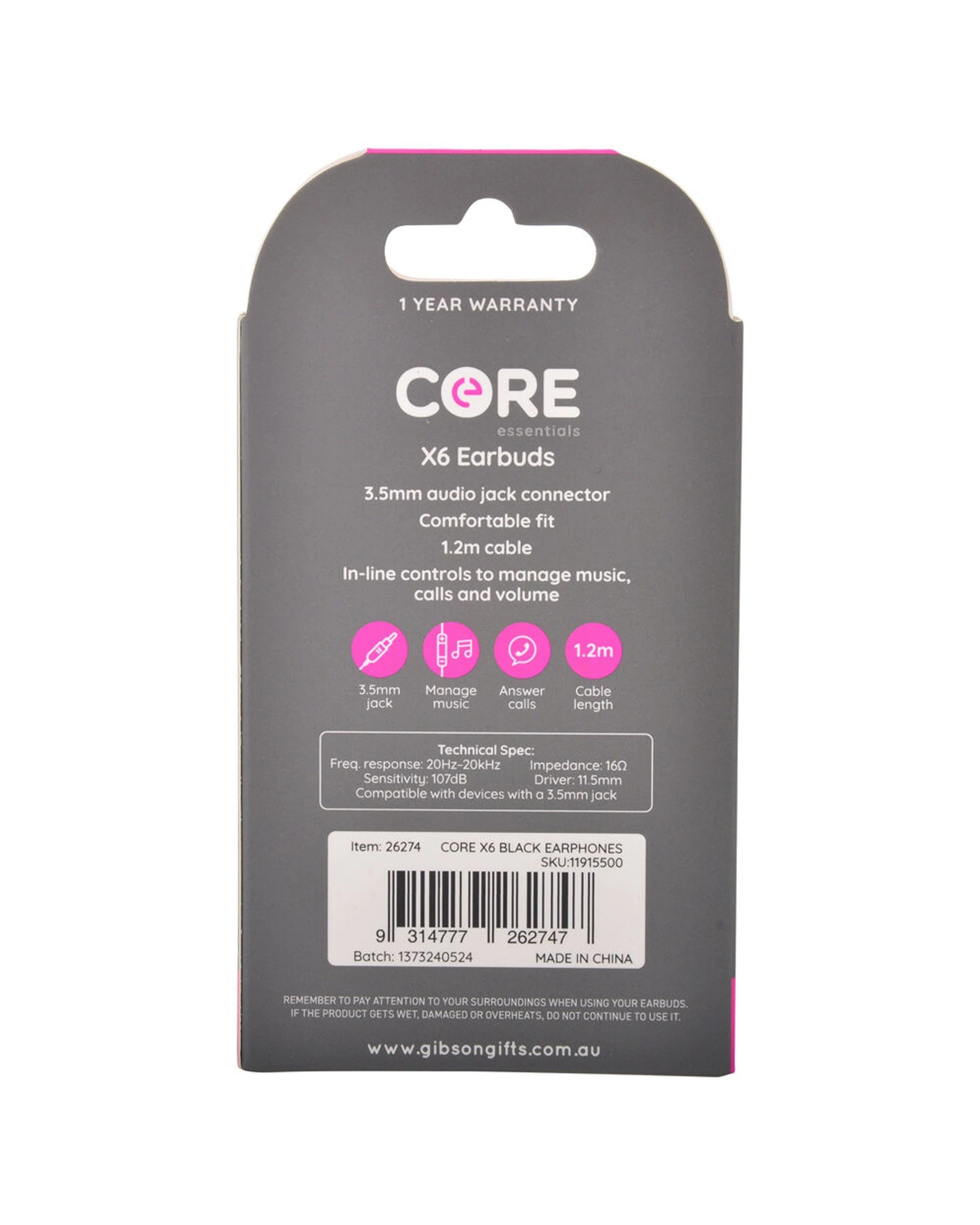 2 Core Essentials 3.5mm X6 In-Ear Earphones Earbuds With Mic Wired 1.2m Pack
 - black, 2 of 3