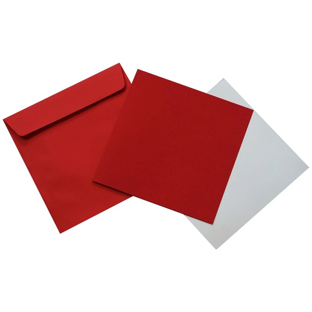 3 Qcut Square Folding Cards Set Poinsettia Red/Silver Foil, 3 of 3