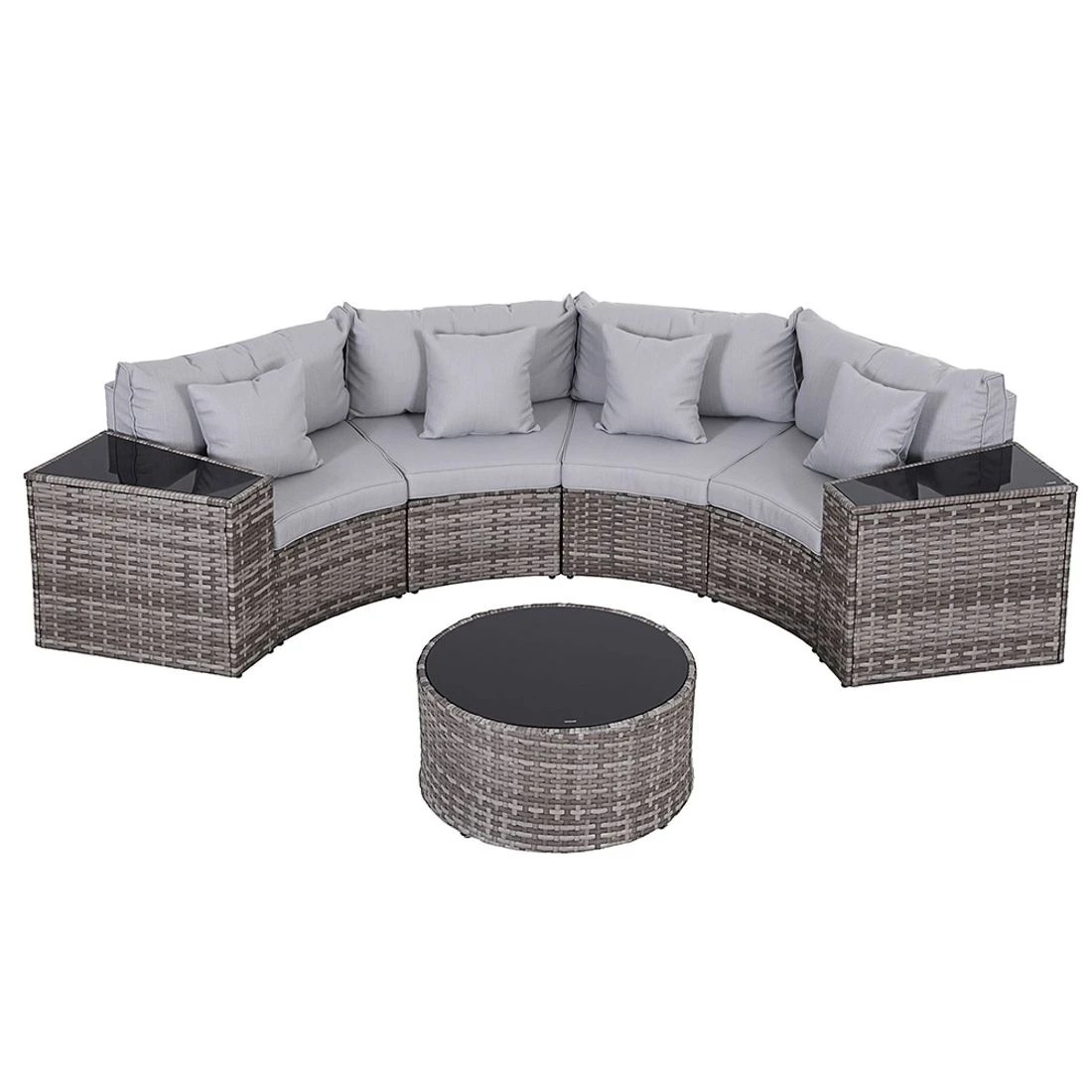 3 Gardeon 4 Seater Outdoor Sofa Set 7PCS Table Chair Set Garden Rattan Patio - Grey, 3 of 6