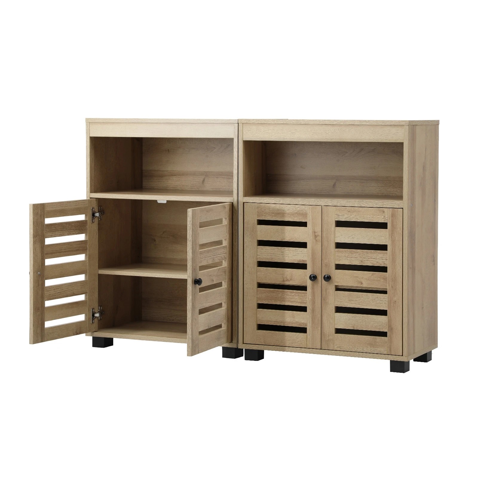 1 Oikiture 2x Buffet Sideboard Storage Cabinet - Natural, 1 of 9