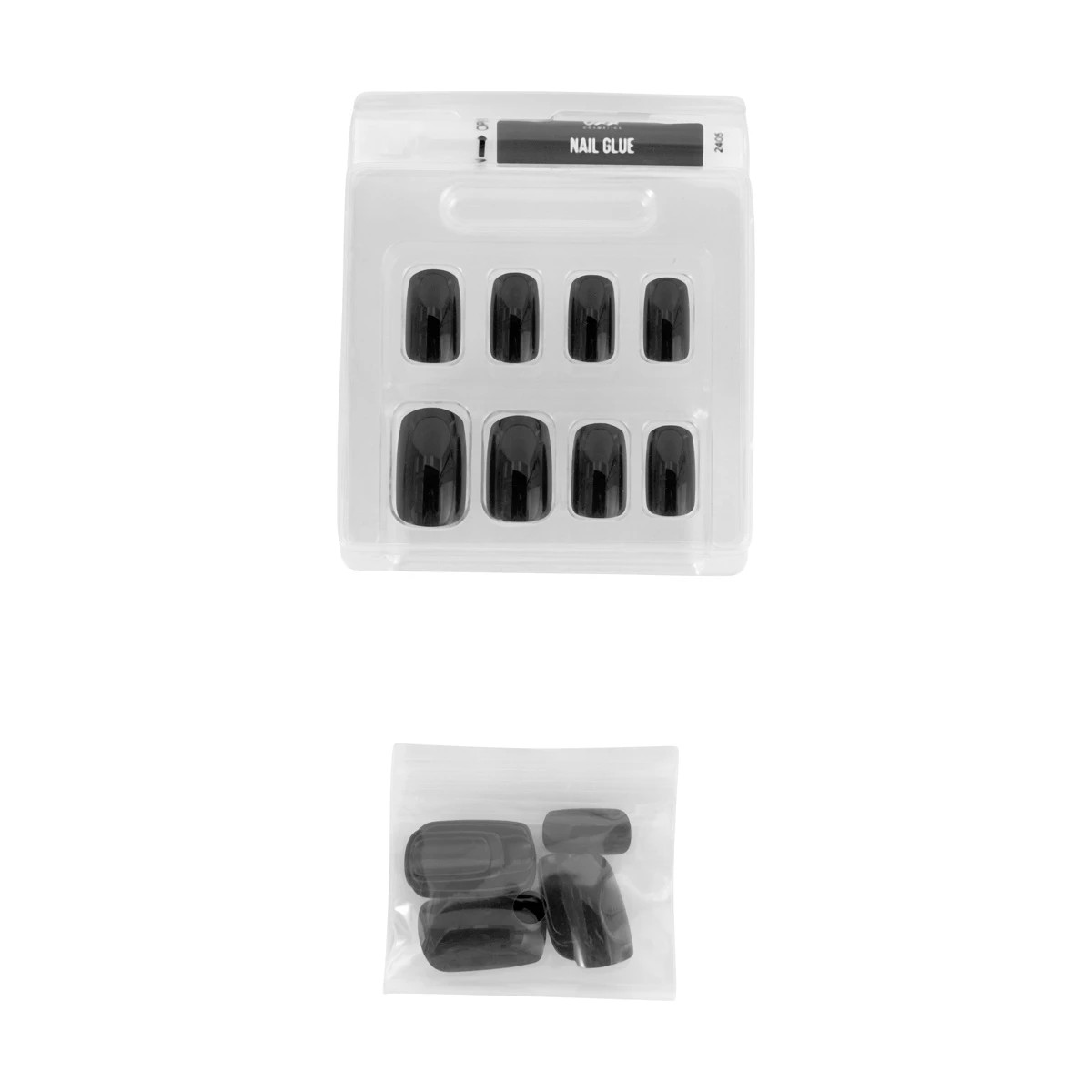 3 OXX Cosmetics 24 Pack Artificial Nails with Adhesive - Medium Square Shape, Black Shiny, 3 of 5
