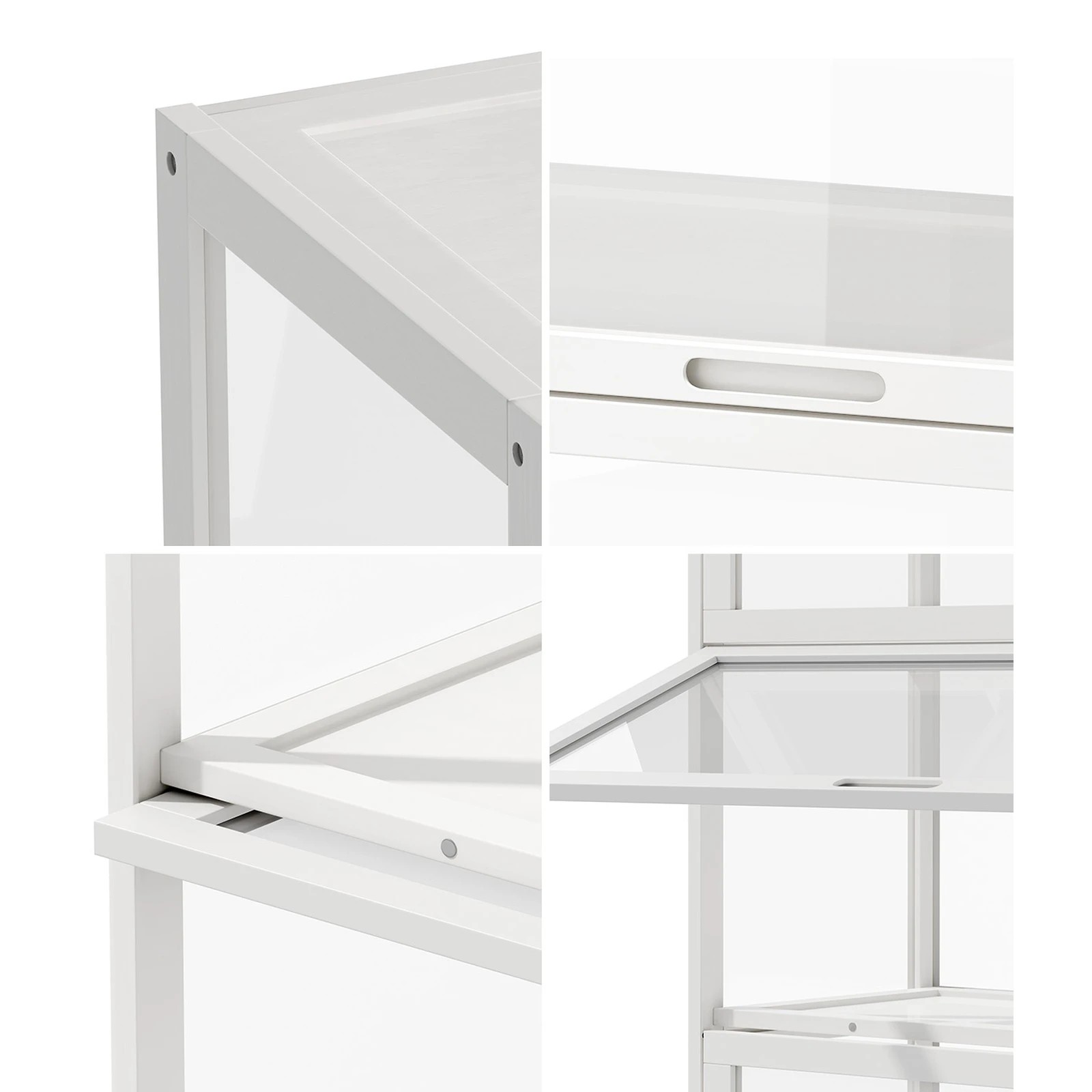 5 Oikiture Display Cabinet Storage 5-Tier Shelves Tall Clear Bookcase Rack - White, 5 of 8