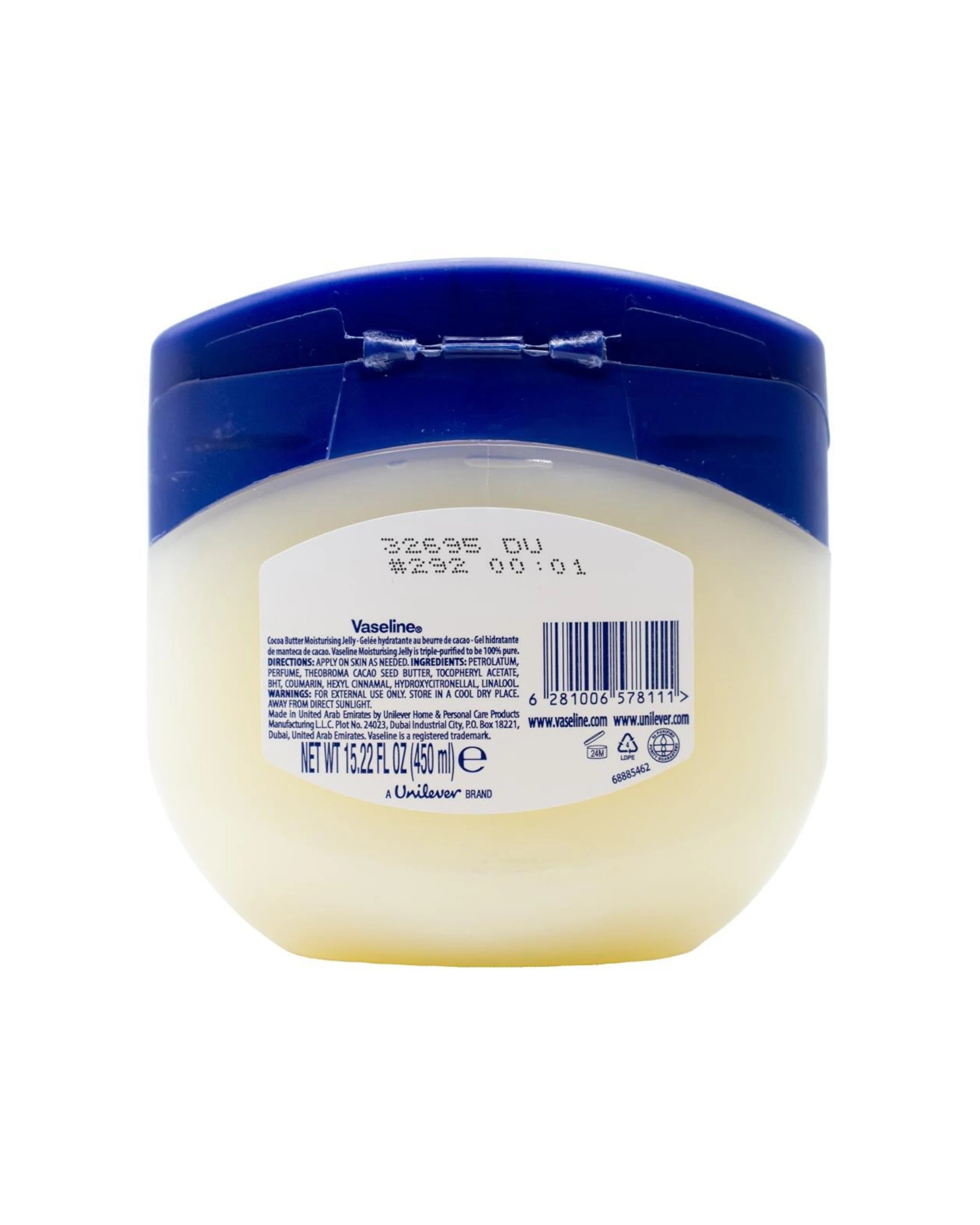 3 Vaseline Moisturising Petroleum Jelly Jar Cocoa Butter 3PK 450ml - Multi, 3 of 3