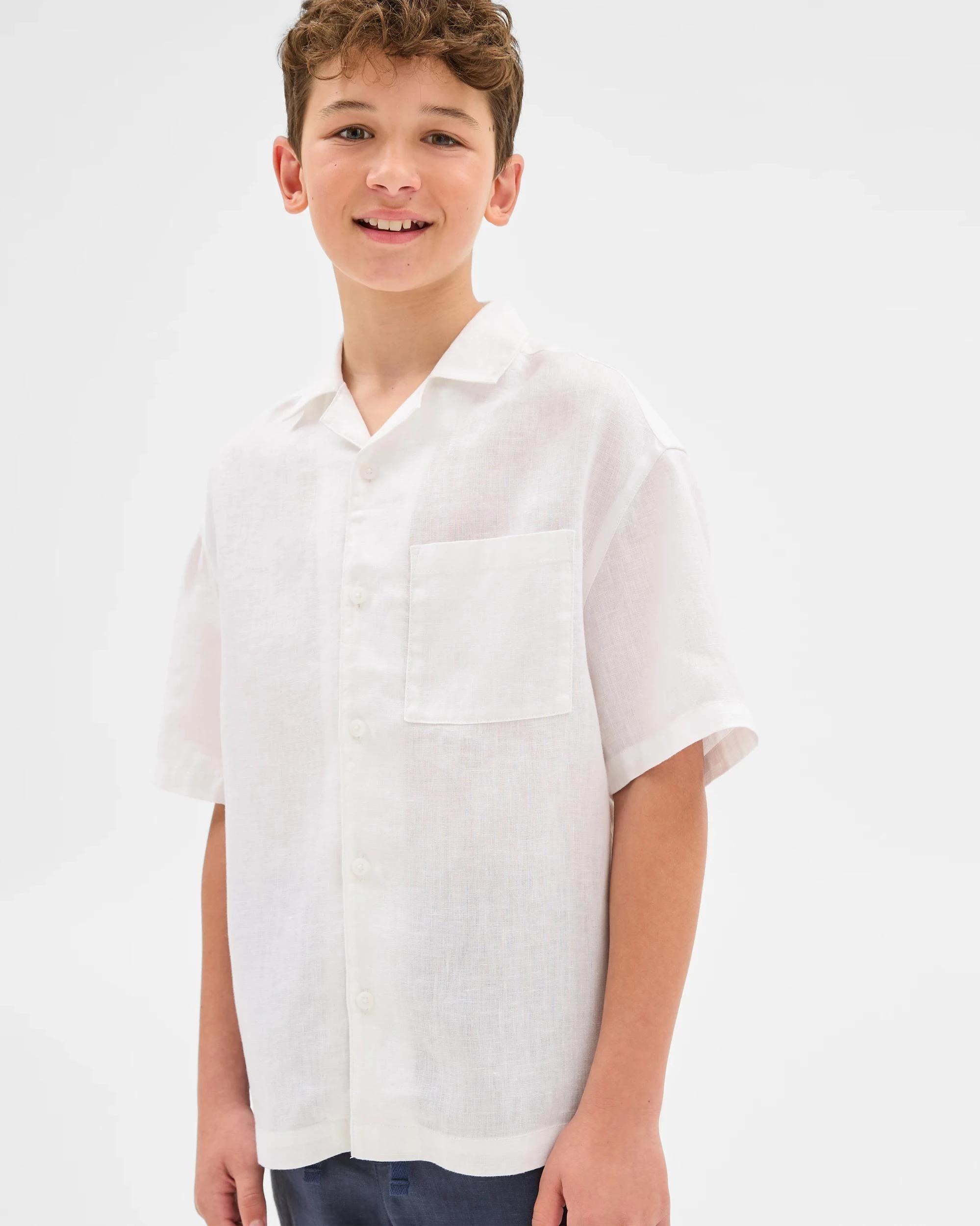 1 Target European Linen Short Sleeve Shirt WHITE, 1 of 6