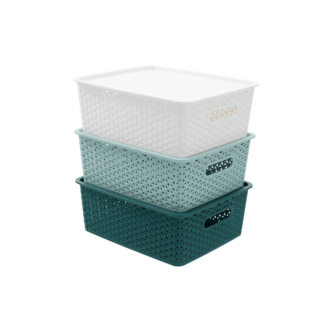 4 Boxsweden Wicker 36x13.5cm Woven Storage Basket With Lid Medium - Home Organiser Storage Basket
 - Blue, 4 of 5