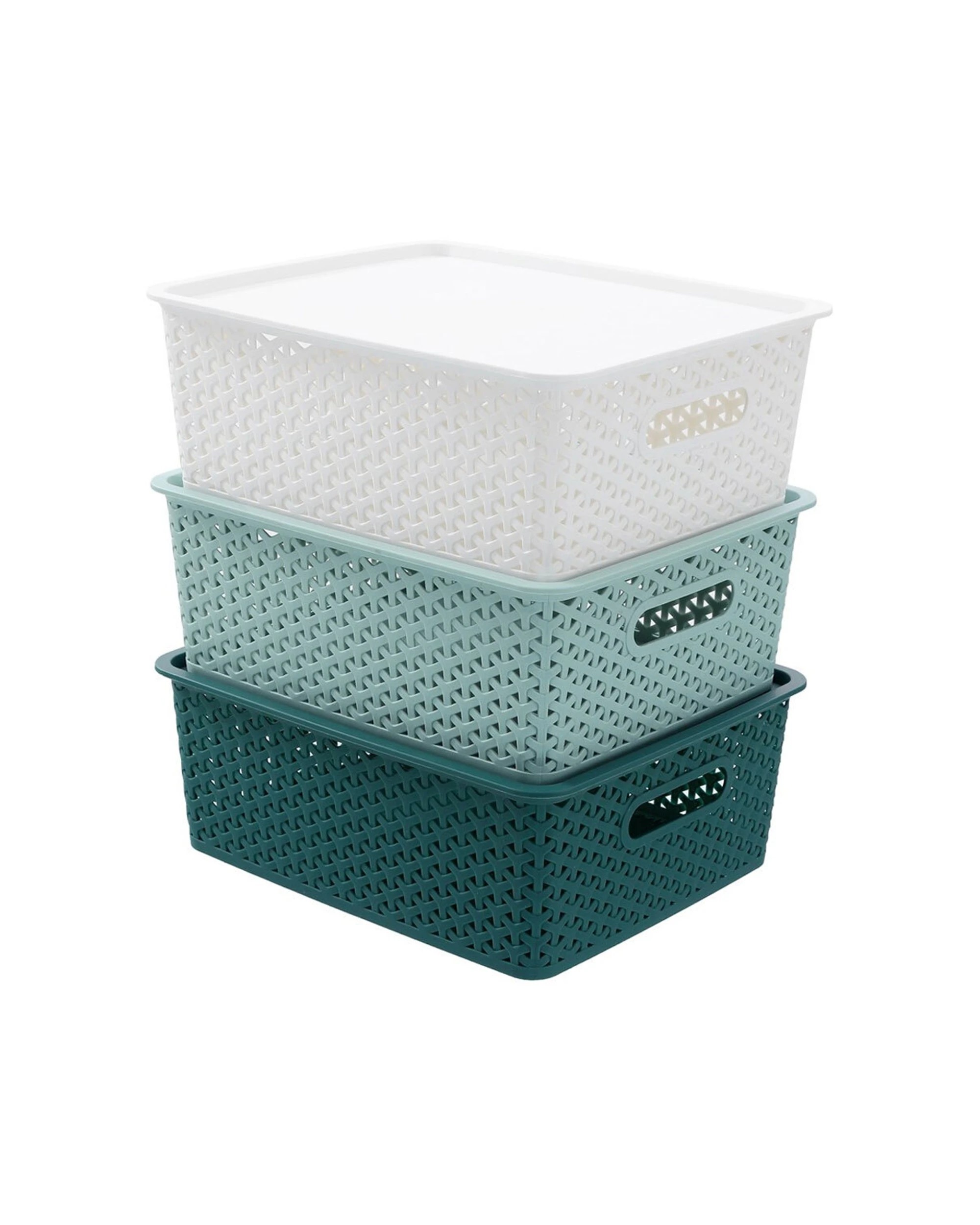 4 Boxsweden Wicker 36x13.5cm Woven Storage Basket With Lid Medium - Home Organiser Storage Basket - Assorted, 4 of 5