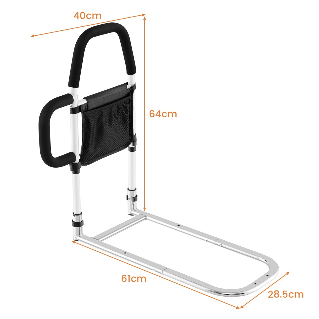 2 Costway Bed Rail for Elderly Dual Grab Bars Assist Rail w/Pocket, 2 of 2