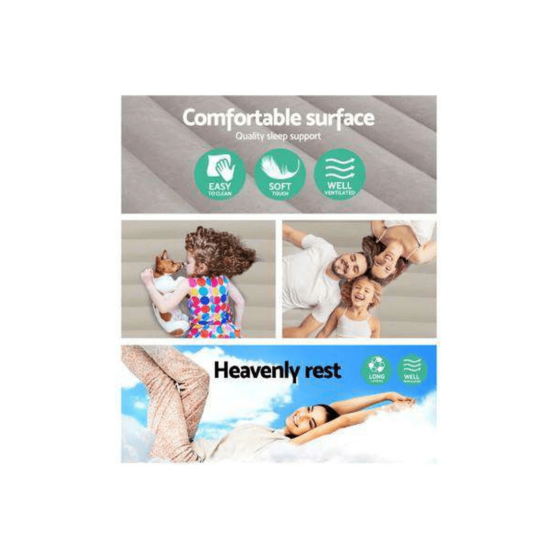 6 Bestway Queen Inflatable Air Bed 203 x 152 x 46 cm, Built-in Electric Pump, Flocked Top - Black, 6 of 6