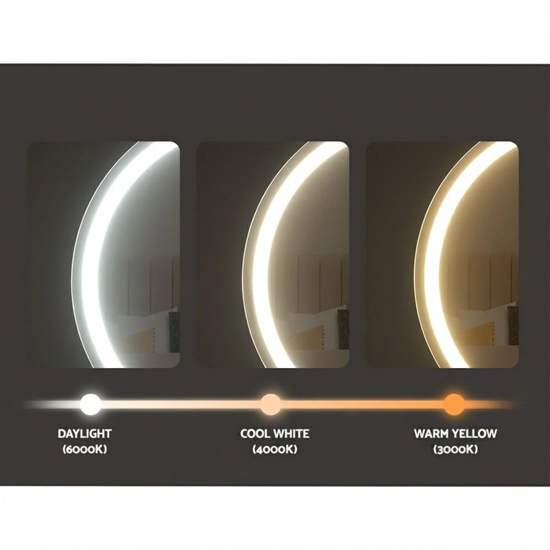 6 Embellir Makeup Mirror 40x40cm Hollywood Vanity with LED Light Tabletop Round - Multi, 6 of 6
