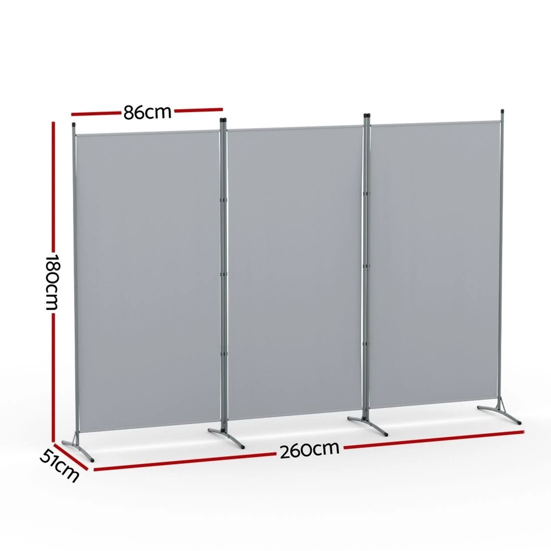 2 Artiss 3 Panel Room Divider Set of 2 Folding Privacy Screen Fabric Room Separator Partition - Grey, 2 of 7