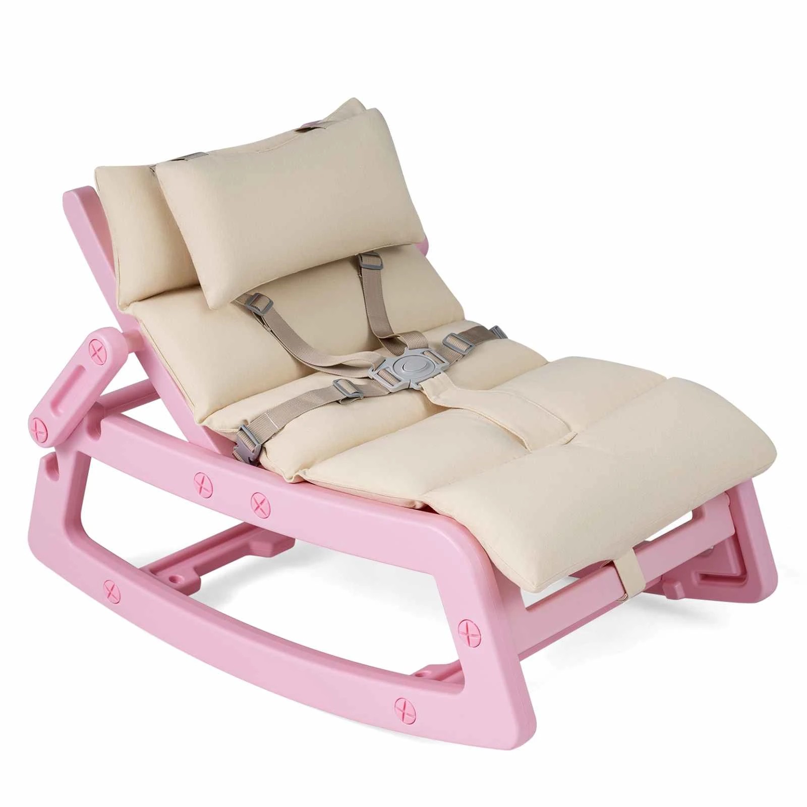 1 Costway Kids Rocking Sofa Chair Rocker Recliner Adjustable Backrest - Pink, 1 of 3