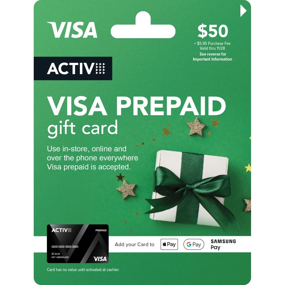 1 Activ VISA $50 Prepaid Gift Card