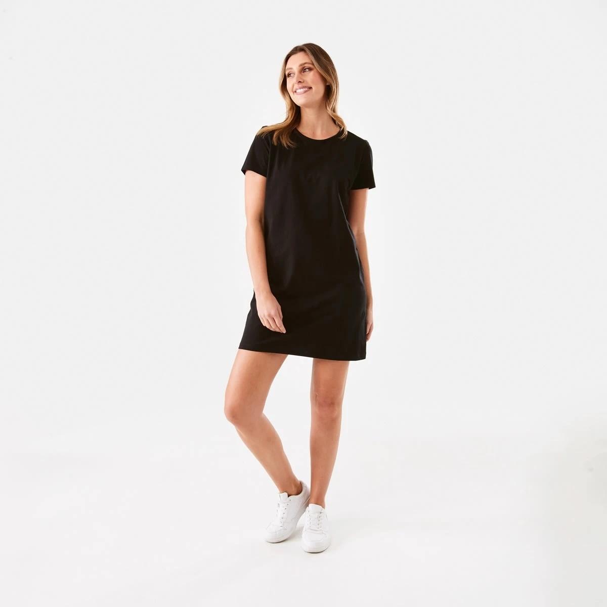 7 Short Sleeve Relaxed T-shirt Mini Dress Black, 7 of 7
