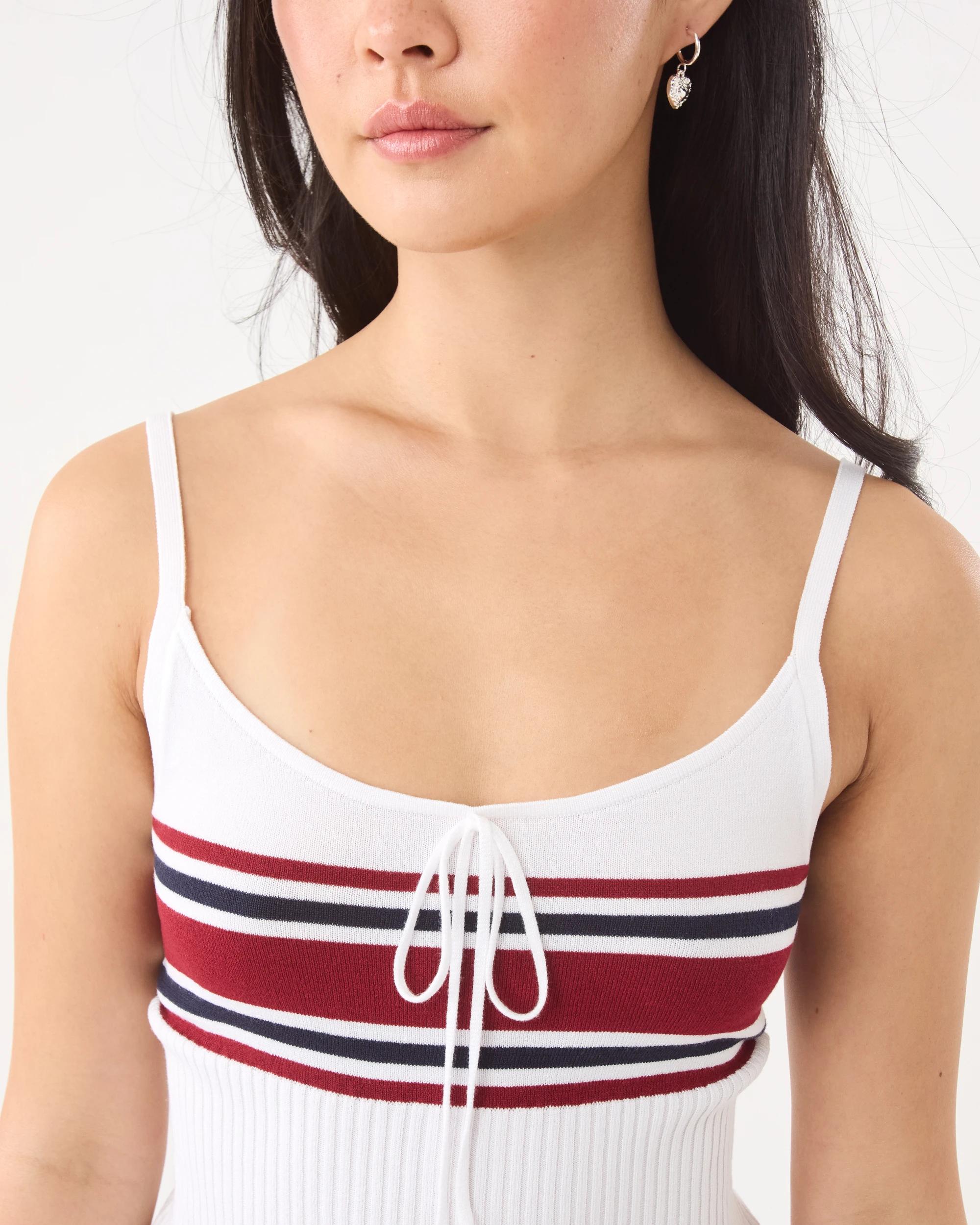 6 True Knit Stripe Cami Snw White, 6 of 8