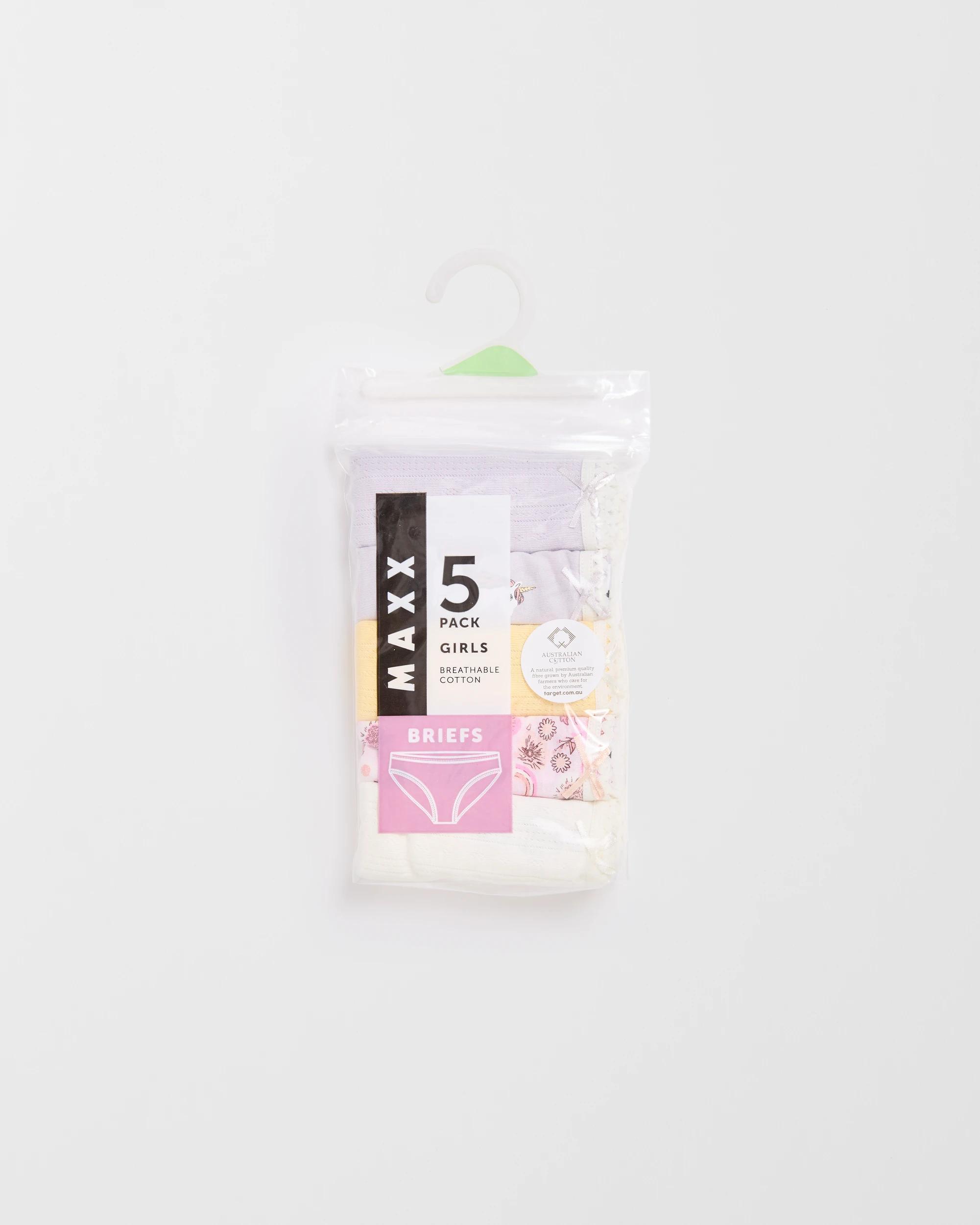 2 Australian Cotton Younger Girls Underwear Briefs 5 Pack - Maxx UNICORN, 2 of 3