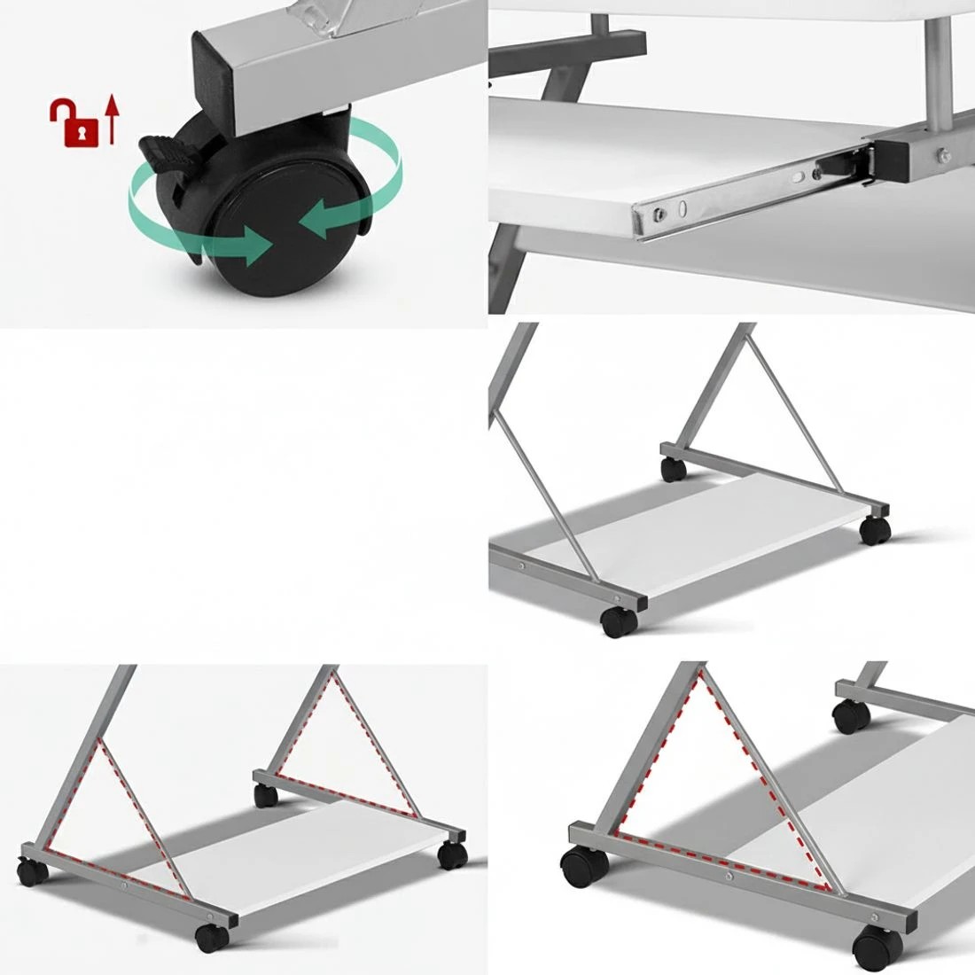 5 Artiss Computer Desk Keyboard Tray Shelf  60CM - White, 5 of 8