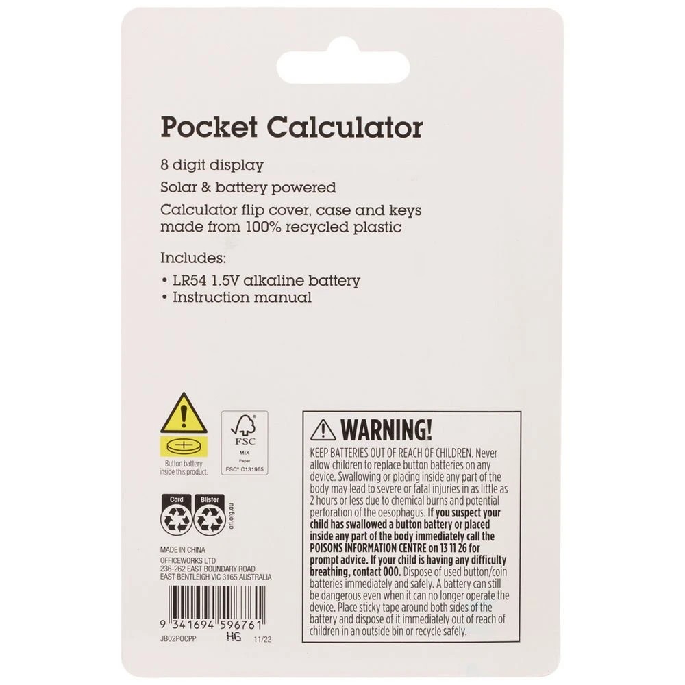 3 J.Burrows Pocket 8 Digit Calculator Pink, 3 of 5