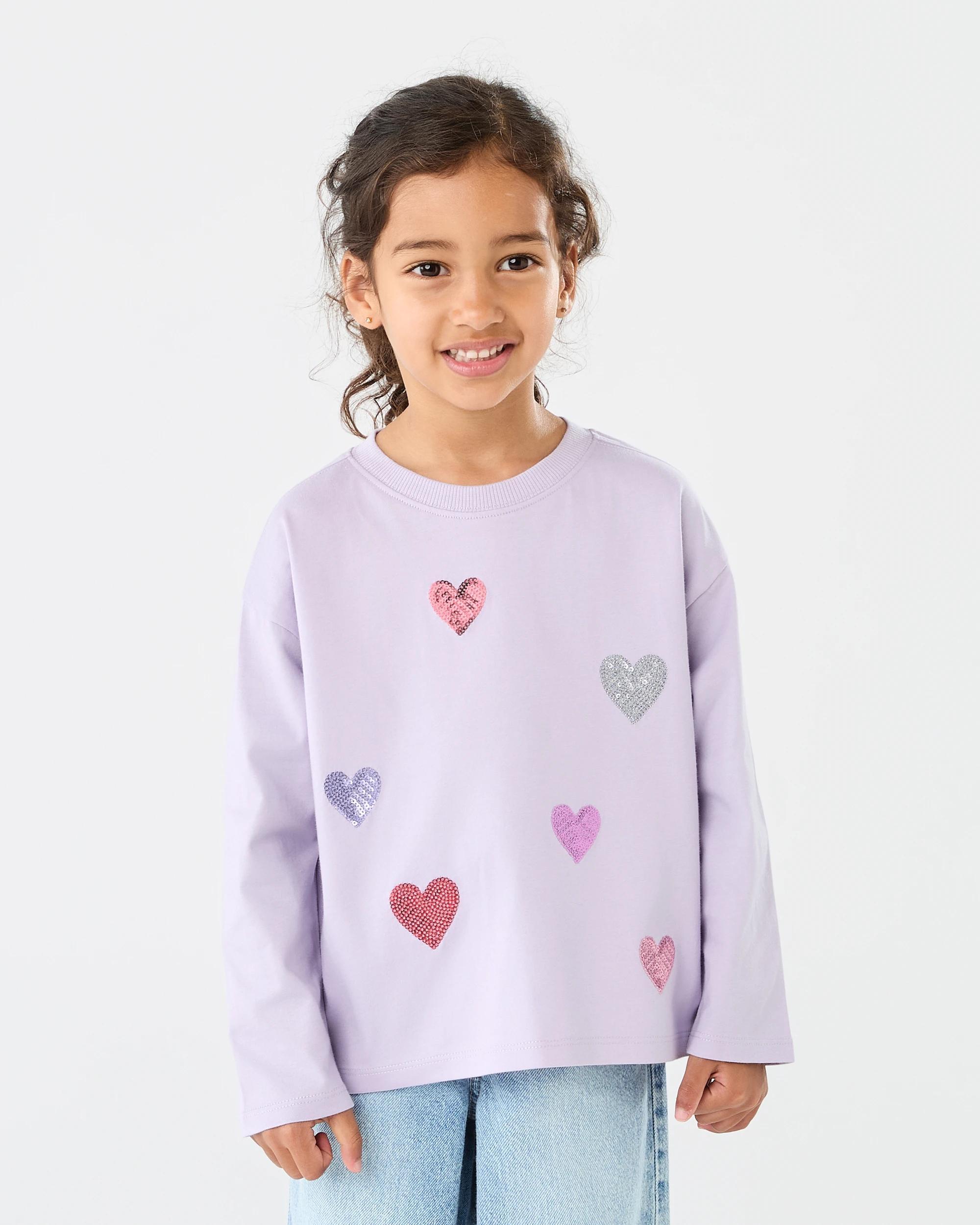 1 Long Sleeve Oversized T-shirt Prpl Harts, 1 of 7