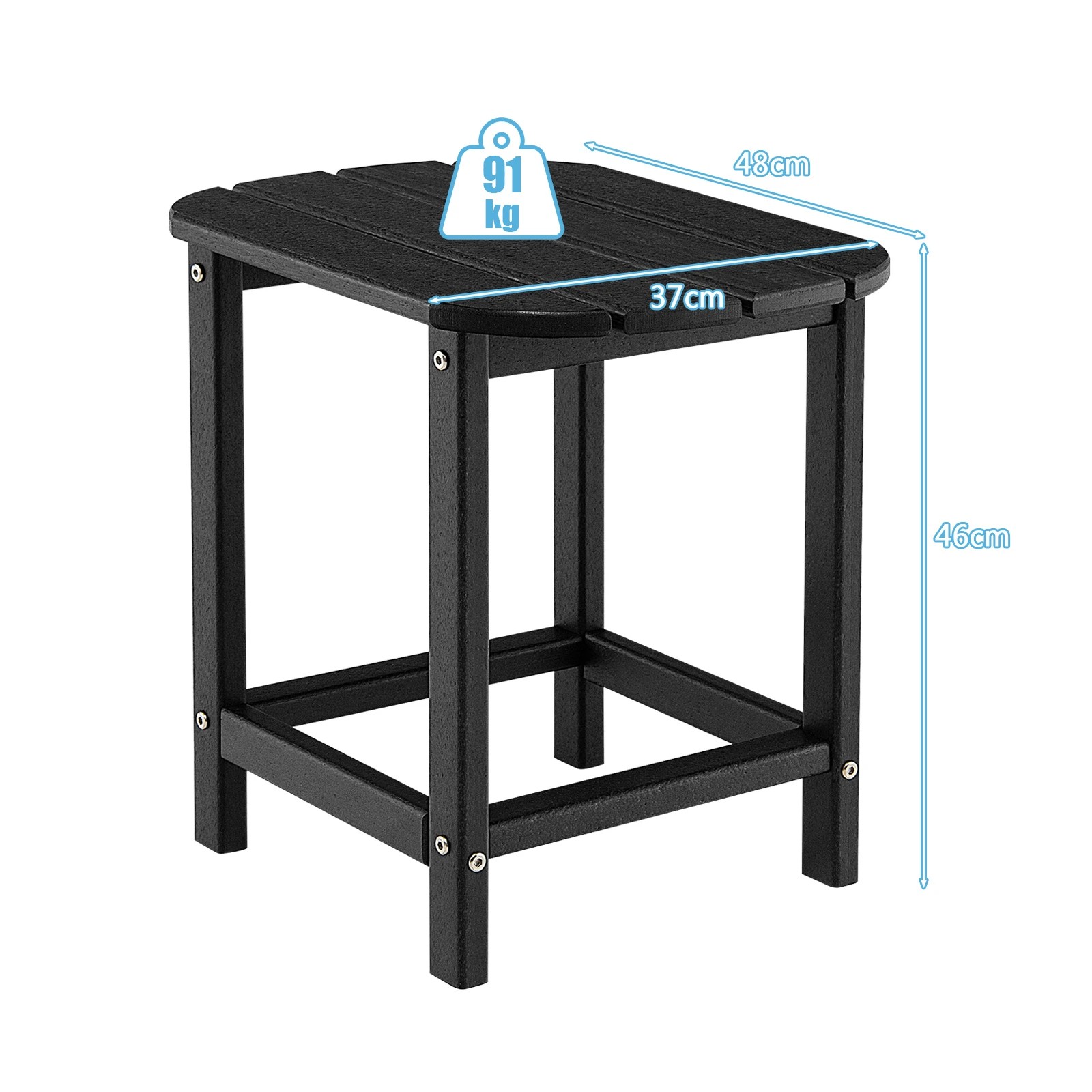 2 Costway Outdoor Side Table All-Weather Coffee Table Outdoor Adirondack Table - Black, 2 of 2