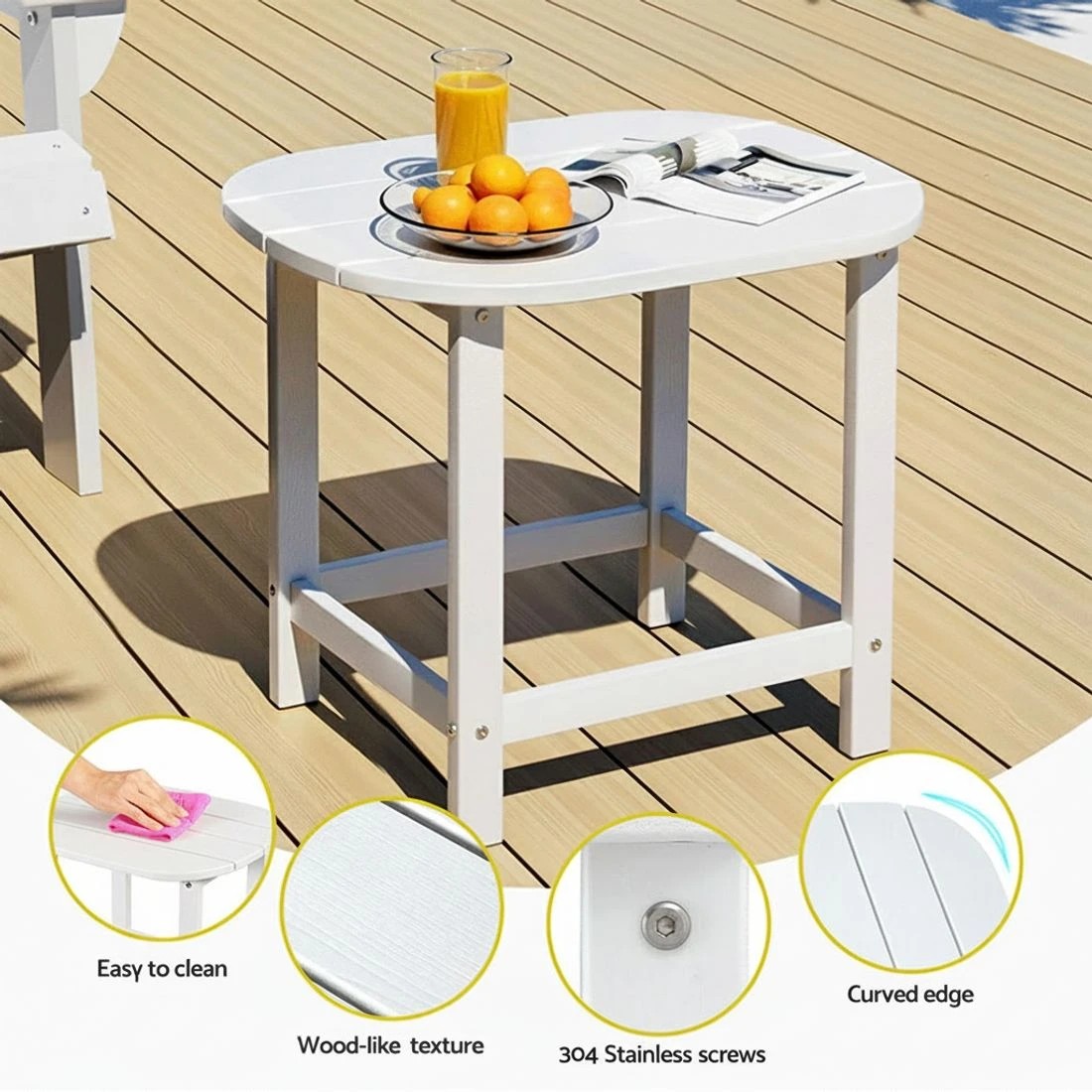 5 Gardeon Outdoor Coffee Side Table HDPE Desk Patio Furniture Camping Garden - White, 5 of 7