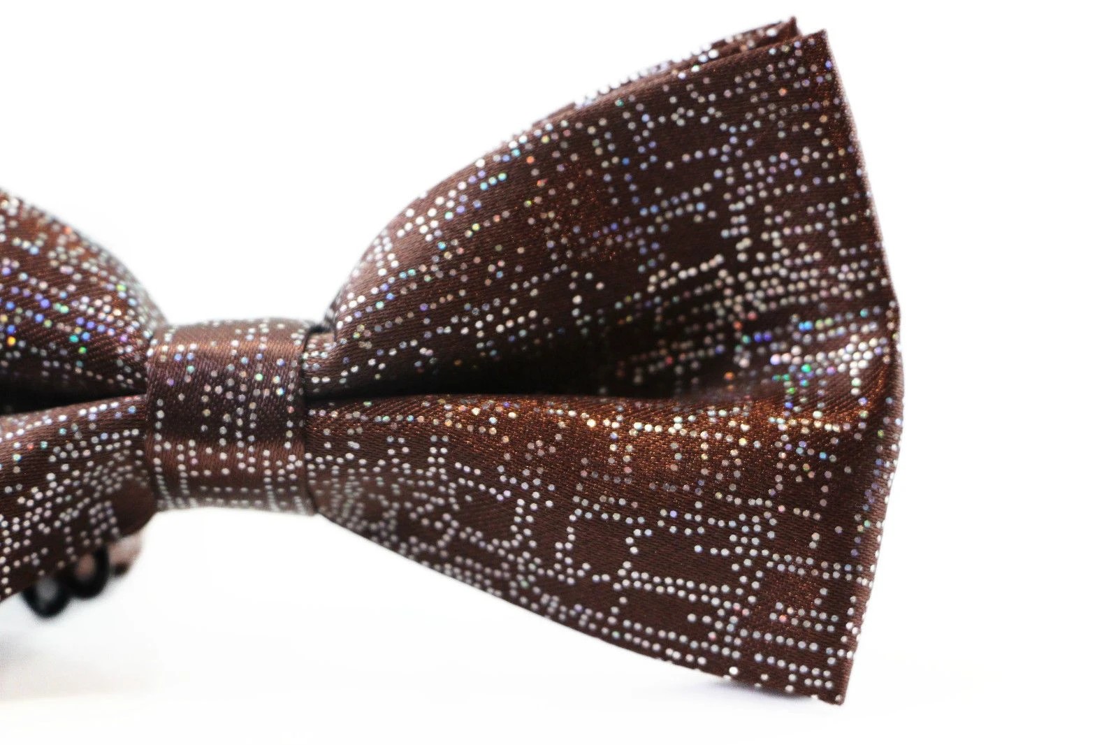 3 Zasel Mens Brown Sparkly Glitter Patterned Bow Tie - Brown, 3 of 6