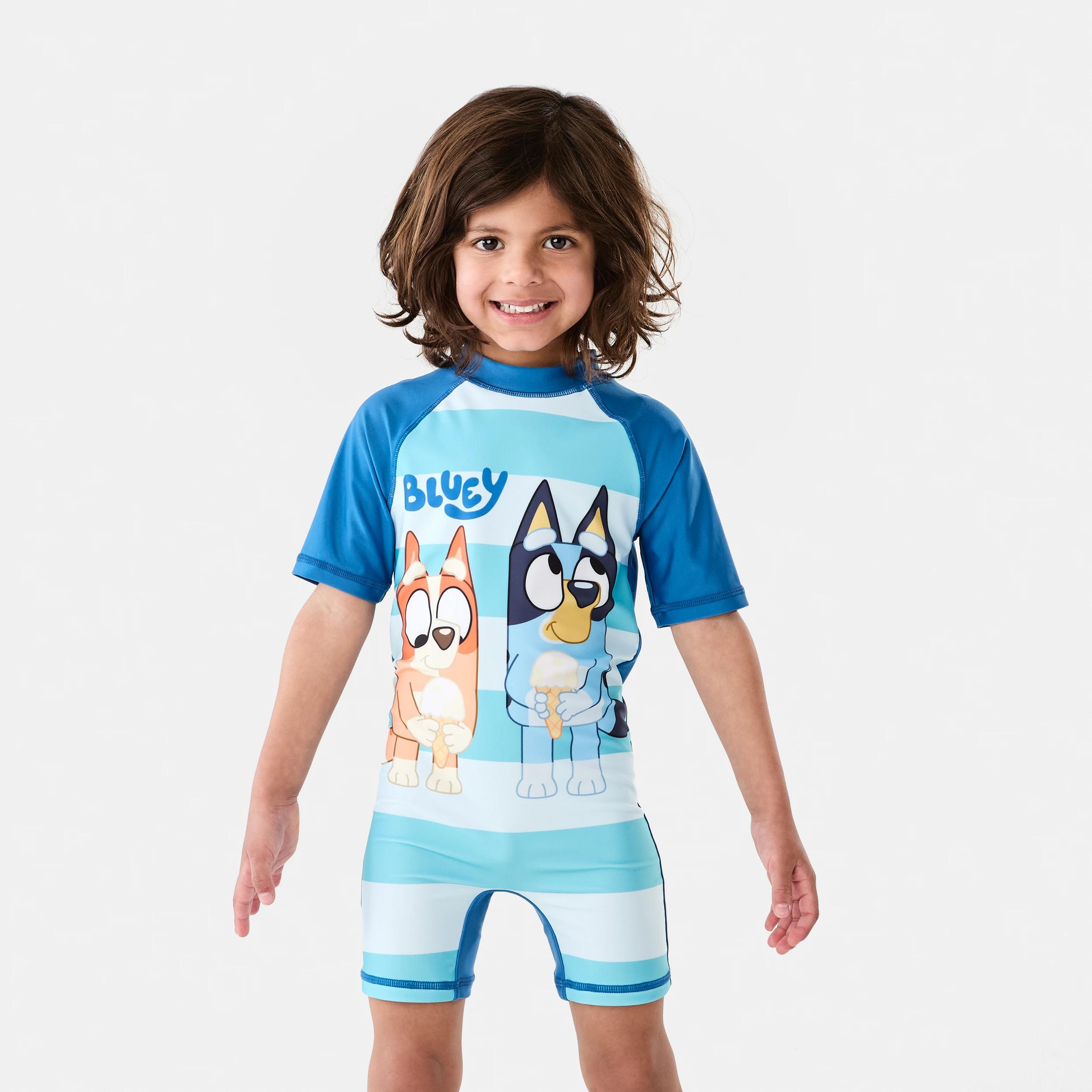 1 Bluey License Short Sleeve Swimsuit BINGO AND BLUEY STRIPES, 1 of 8