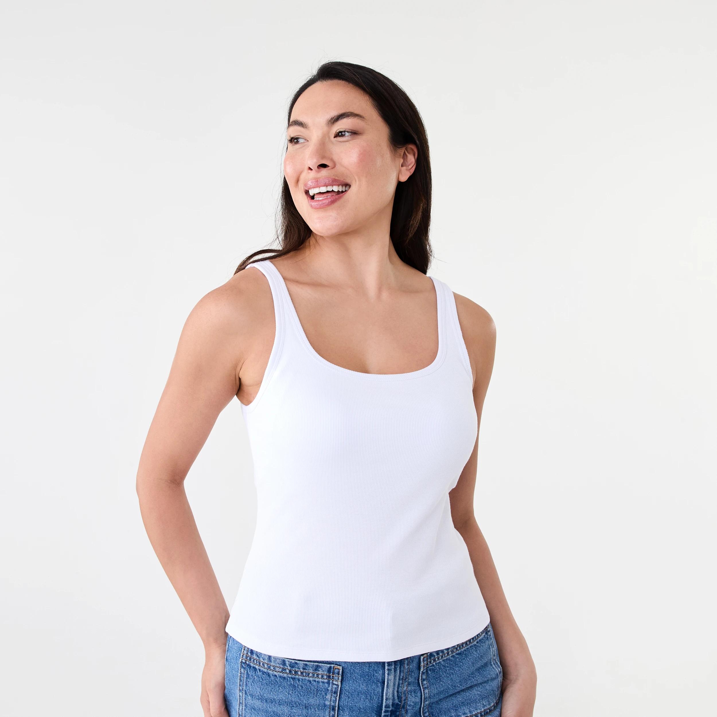 1 Sleeveless Shelf Bra Cami White, 1 of 5