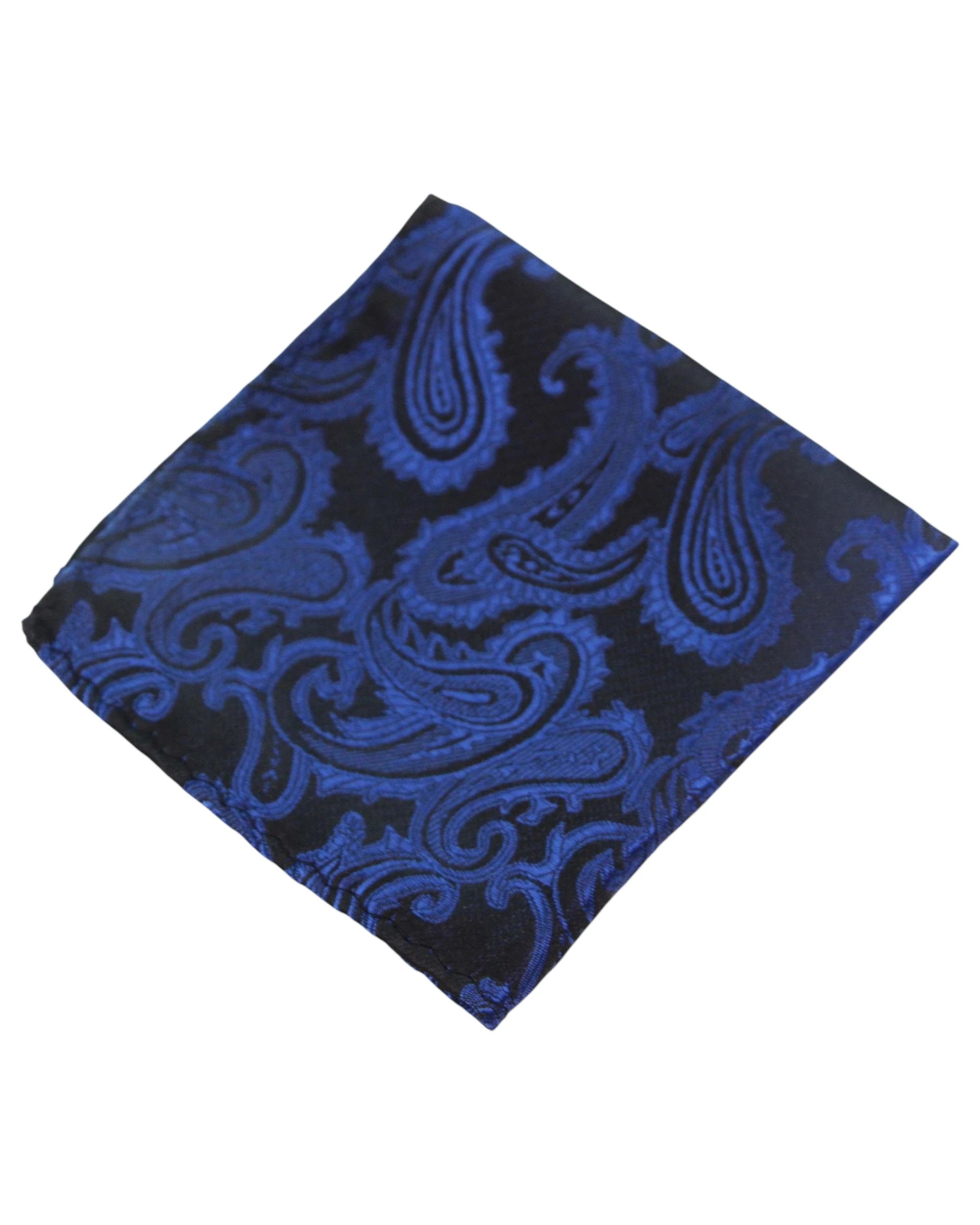 2 Zasel Mens Navy & Black Paisley Pocket Square - Multi, 2 of 3