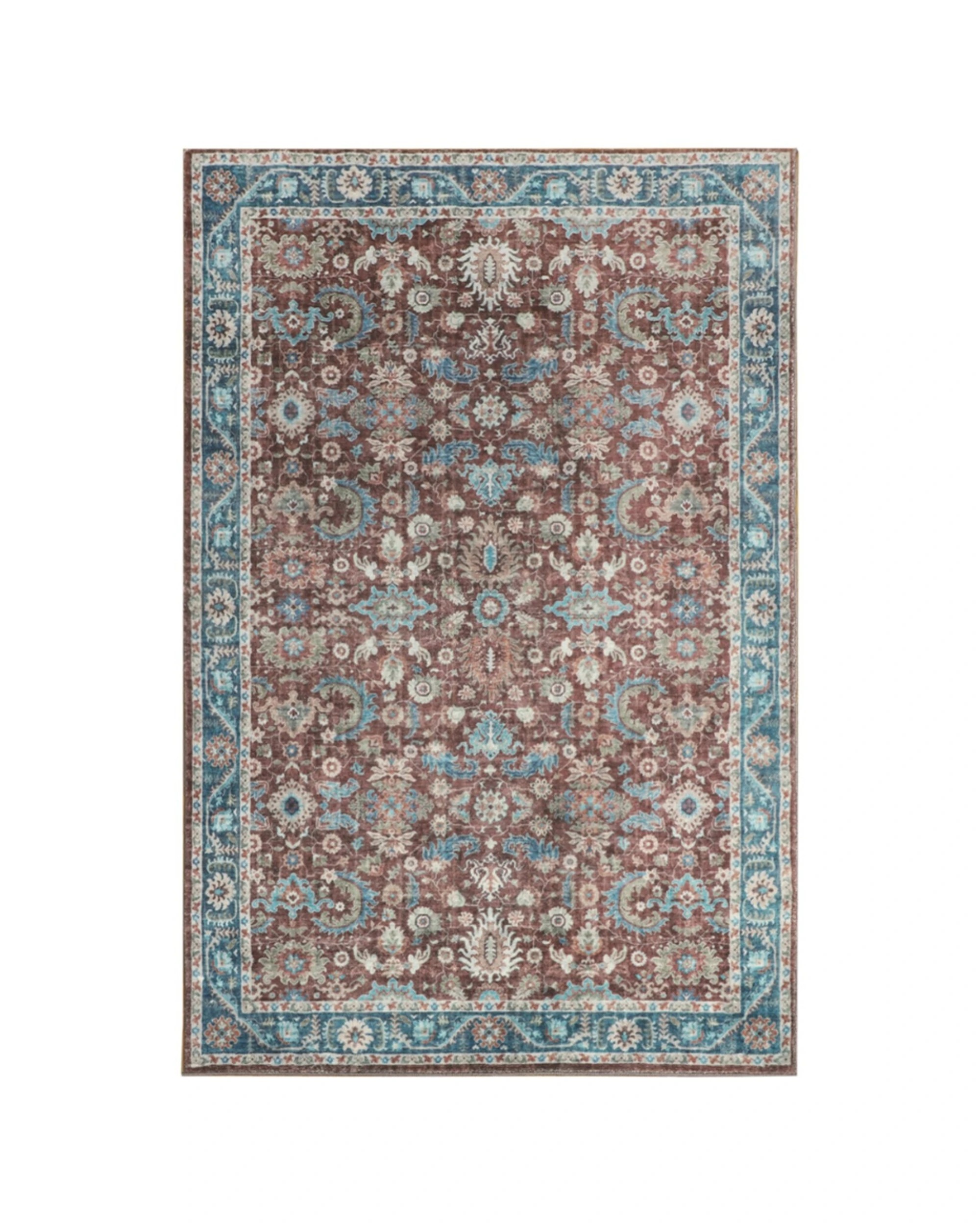 Fab Habitat Imna Traditional Machine Washable Rug 90cm x 150cm - Brown ...