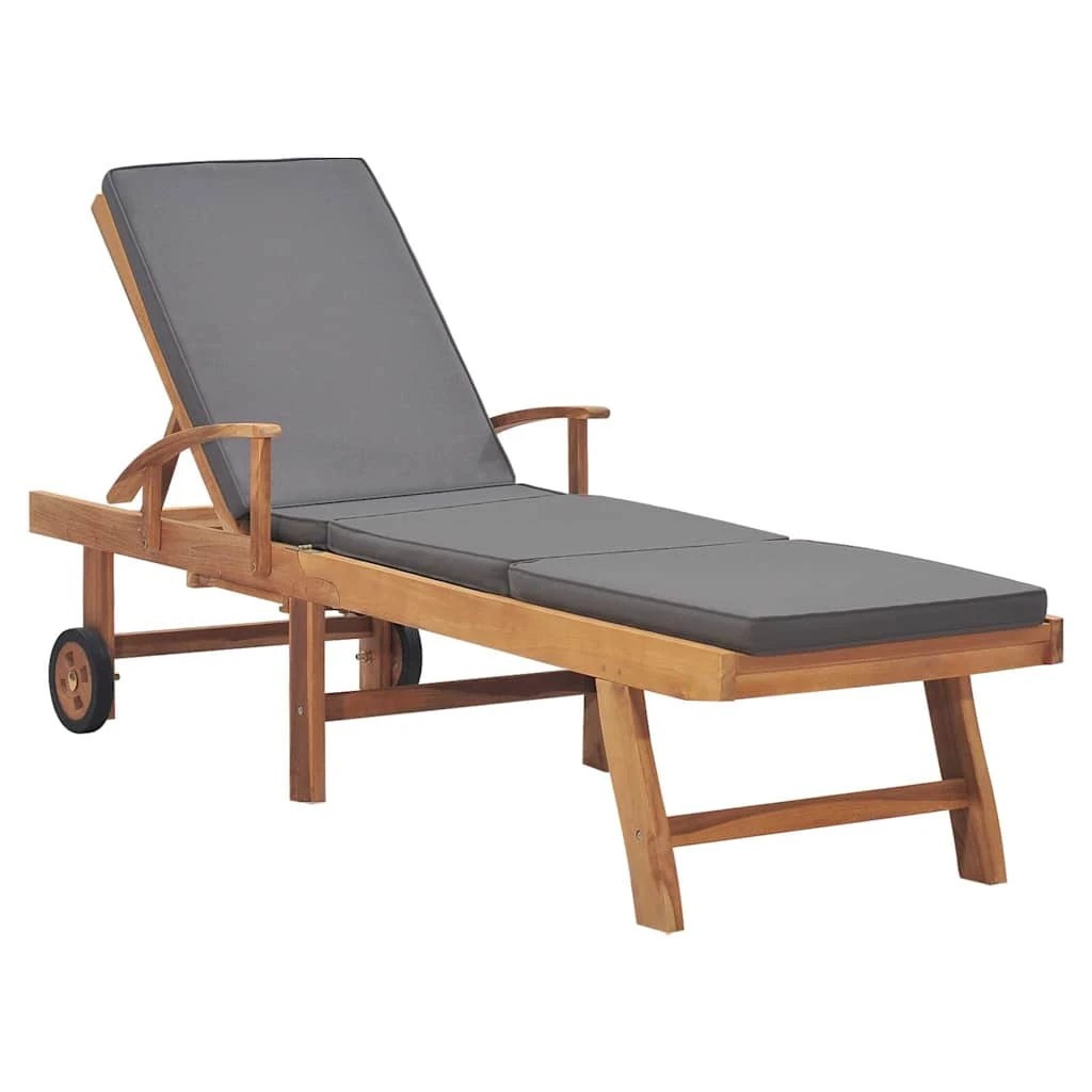 1 vidaXL Sunlounger Multi-Position Backrest - Grey, 1 of 9