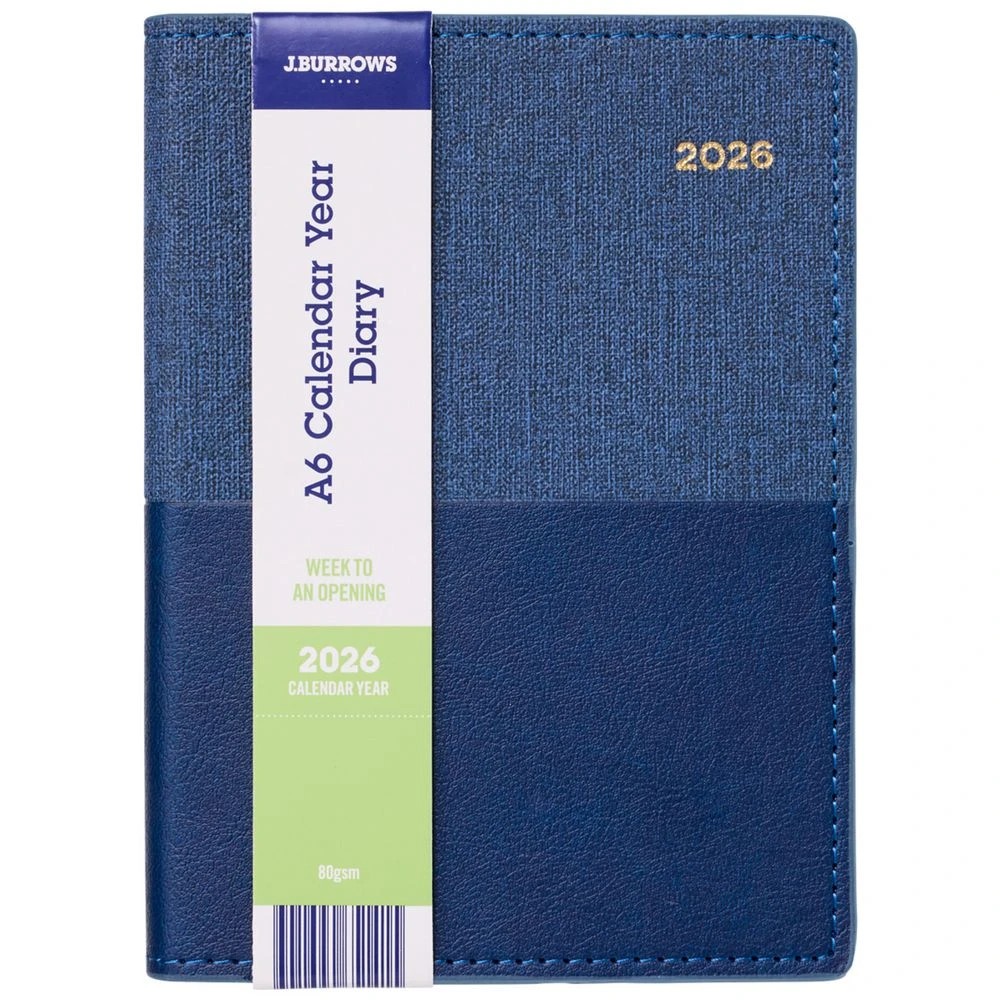 1 J.Burrows A6 Week to View 2026 2Tone Diary Spiral Navy, 1 of 7