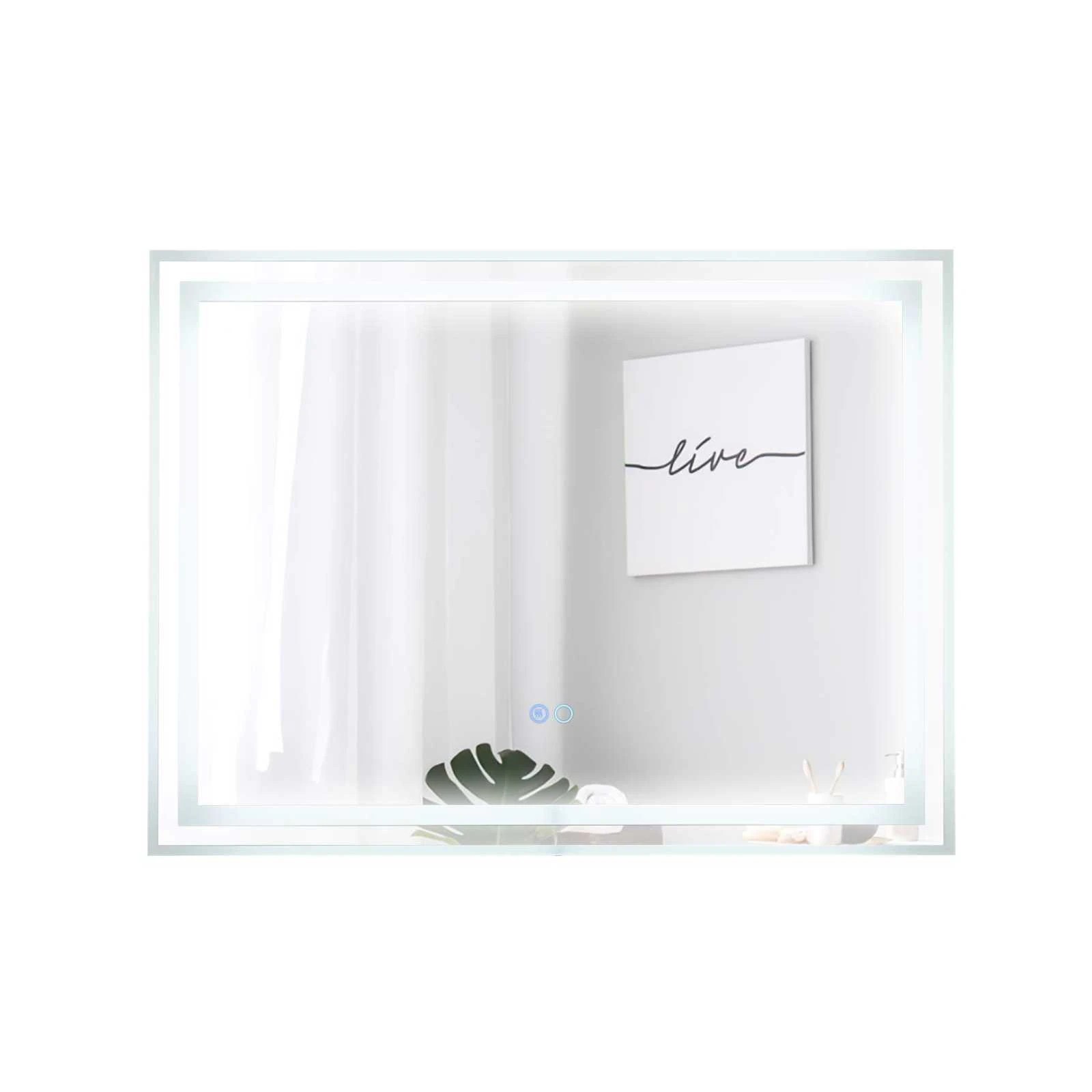 1 Costway Frameless 80x60cm LED Vanity Mirror Anti Fog Dimmable Wall Mounted Mirror, 1 of 3