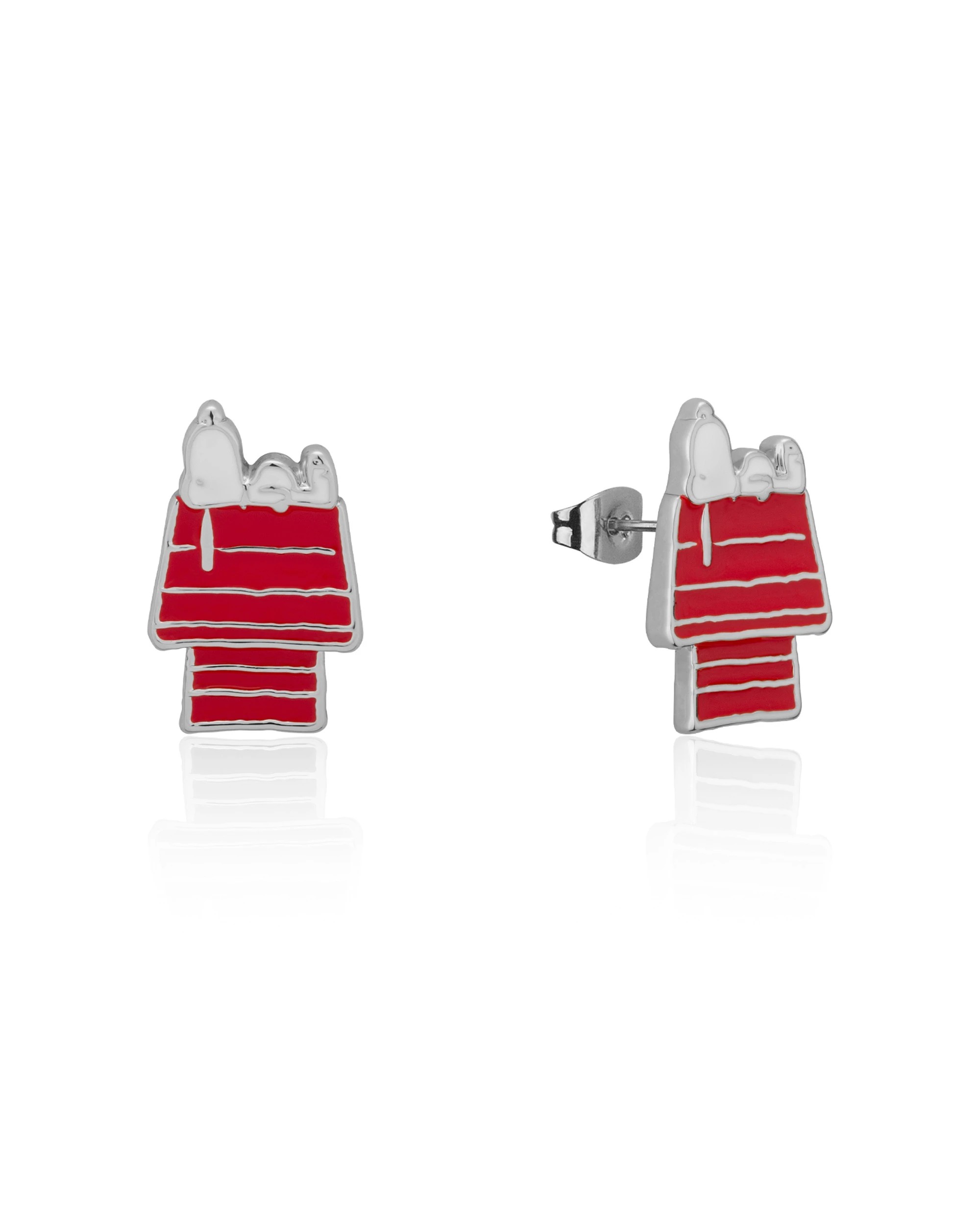 2 Couture Kingdom Peanuts Snoopy Dog House Stud Earrings Necklace - Silver, 2 of 4