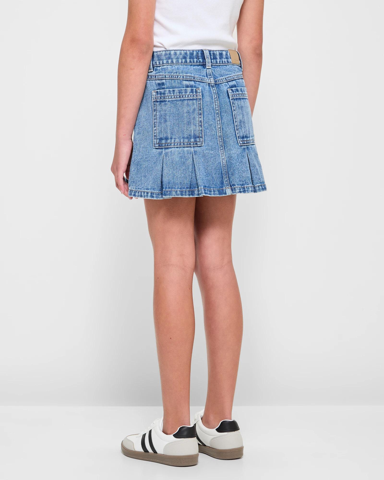 3 Target Denim Utility Pleat Skirt MID WASH, 3 of 7