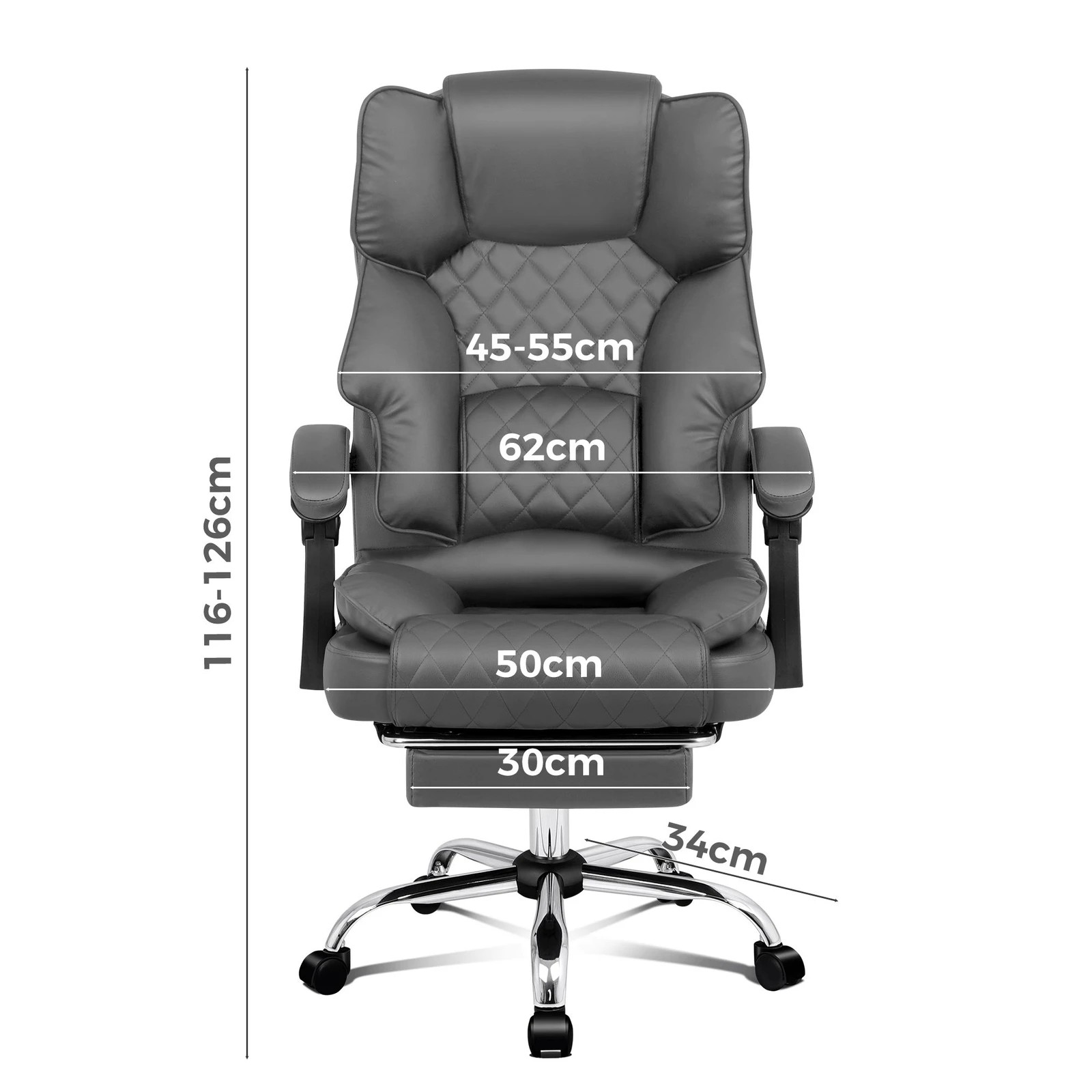 9 Alfordson Office Chair Gaming Executive Computer Racer PU Leather Seat Recliner - Grey, 9 of 10