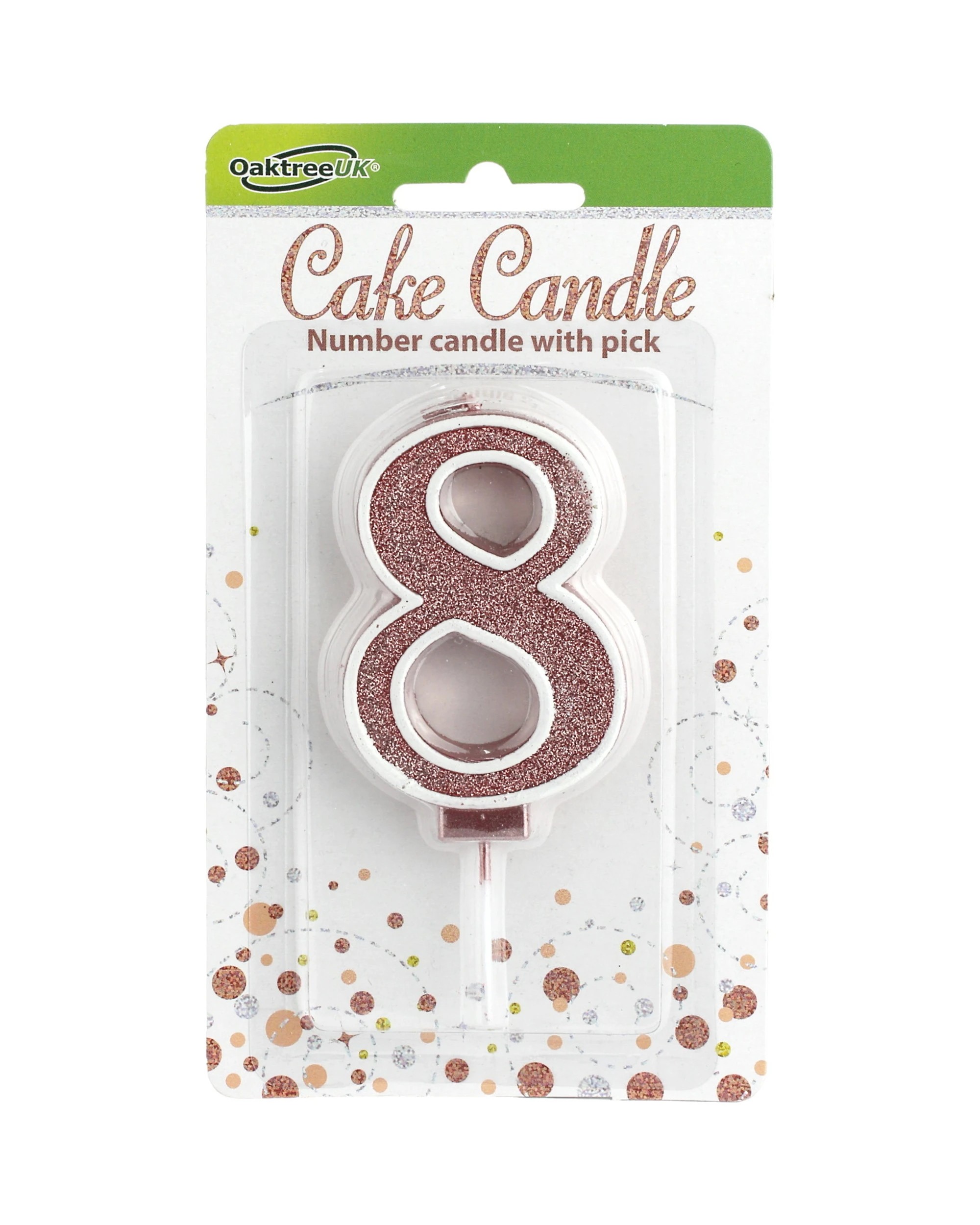 1 Alpen Sparkling Fizz Rose Glitter Number 8 Candle - Gold, 1 of 1