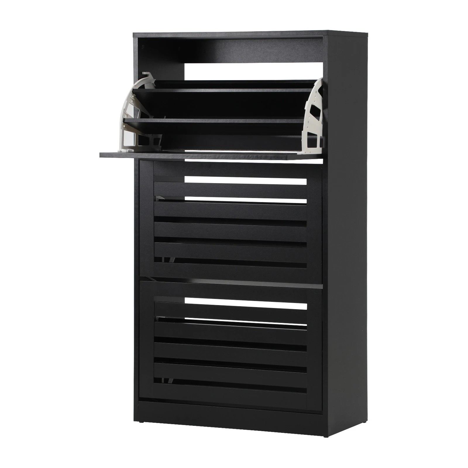 1 Oikiture Shoe Rack Shoes Storage Cabinet Organiser Shelf 3 Doors 45 Pairs
 - Black, 1 of 9