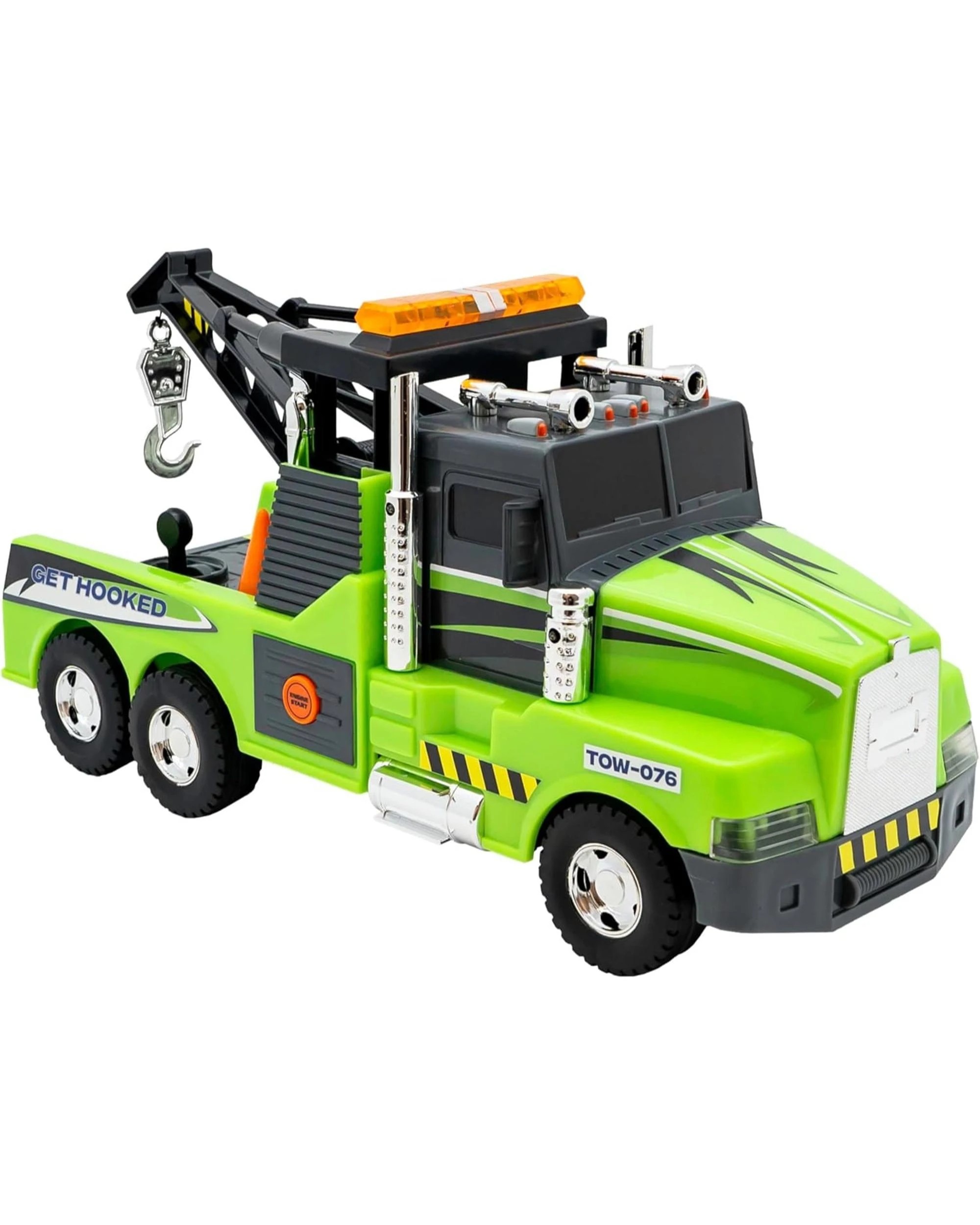 4 Mighty Fleet Action Drive Tow Truck 16 inch Vehicle - Green, 4 of 6