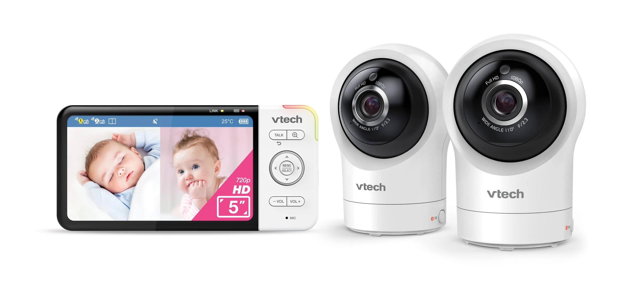 1 VTech RM5764HDV2 5” 2-Camera Smart HD Pan & Tilt Video Baby Monitor with Remote Access - White, 1 of 2