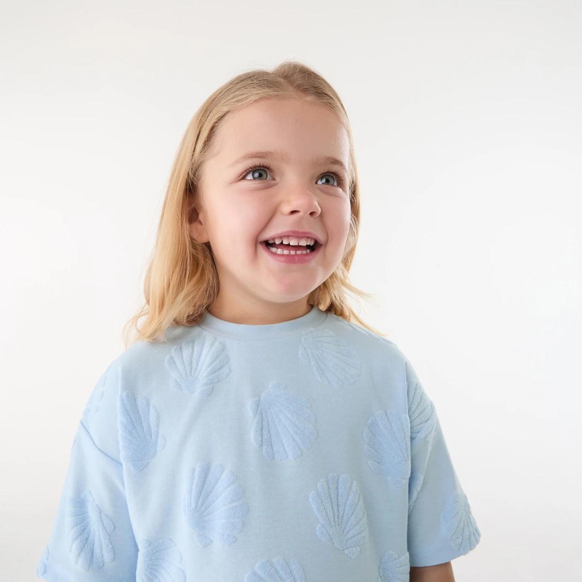 3 Short Sleeve Texture T-shirt Blu Shell, 3 of 6