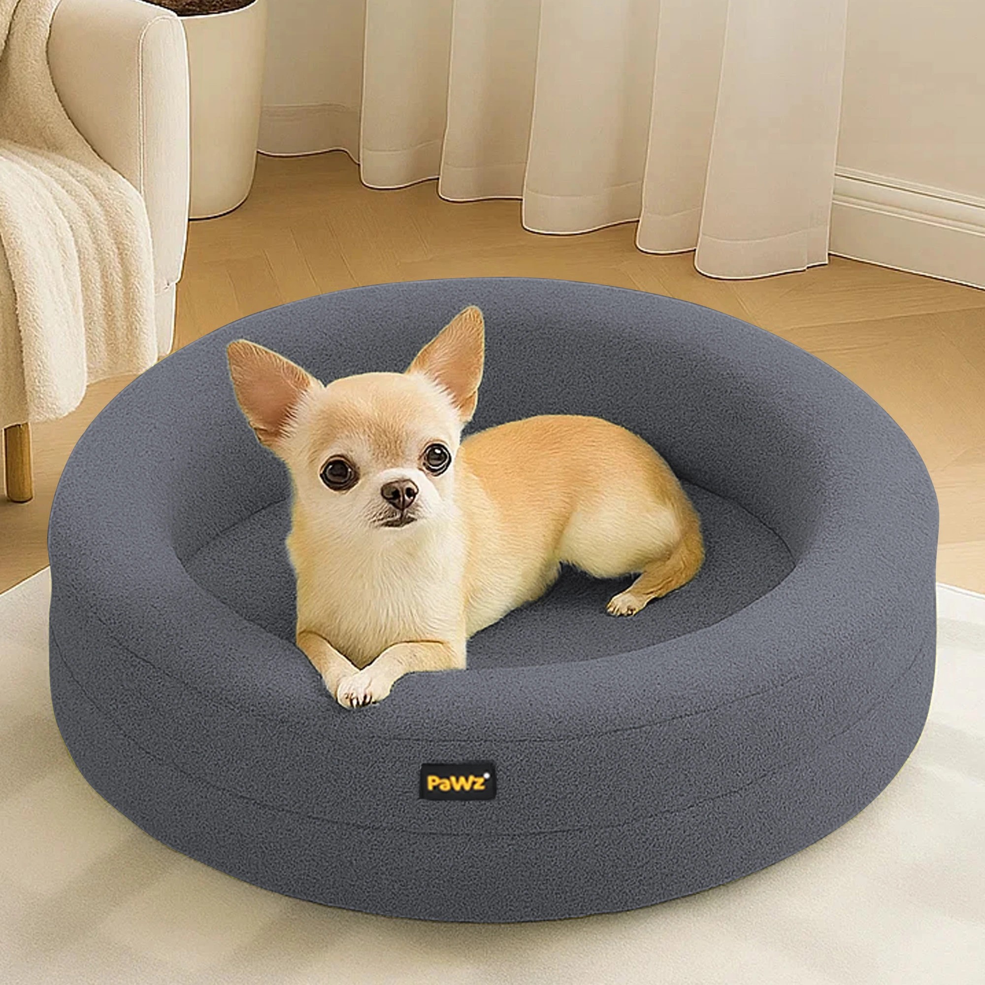7 Pawz Washable Round Pet Bed  M - Grey, 7 of 9