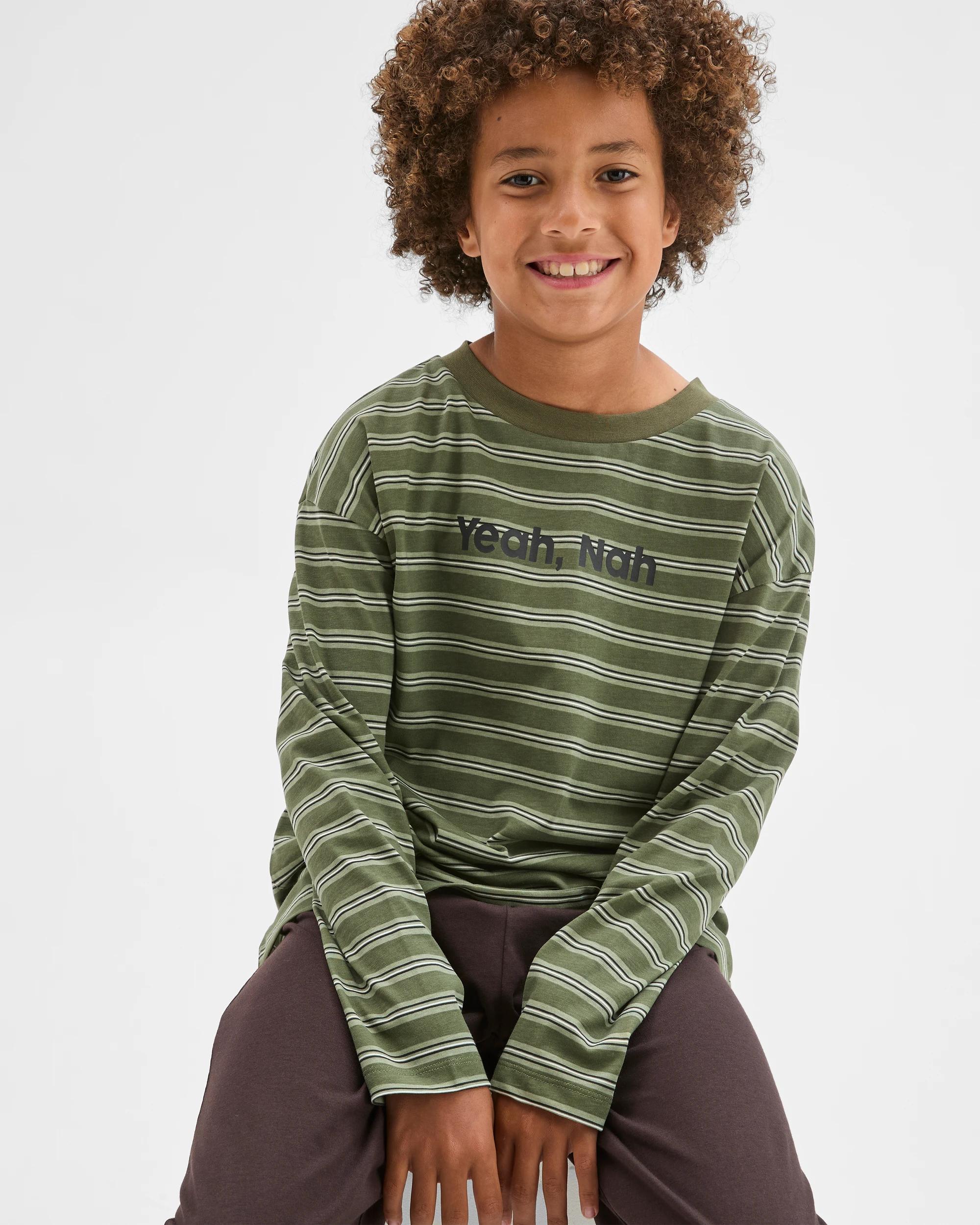 3 Target Kids Australian Cotton Older Boys Oversized Knit Pyjama Set YEAH NAH, 3 of 7