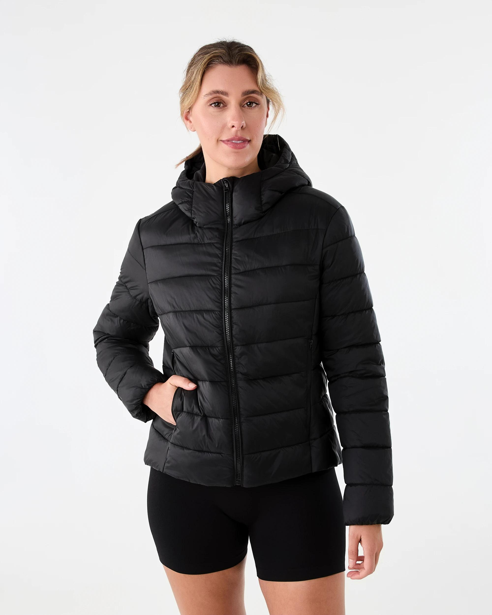 2 Active Womens Packable Puffer Jacket Black, 2 of 8