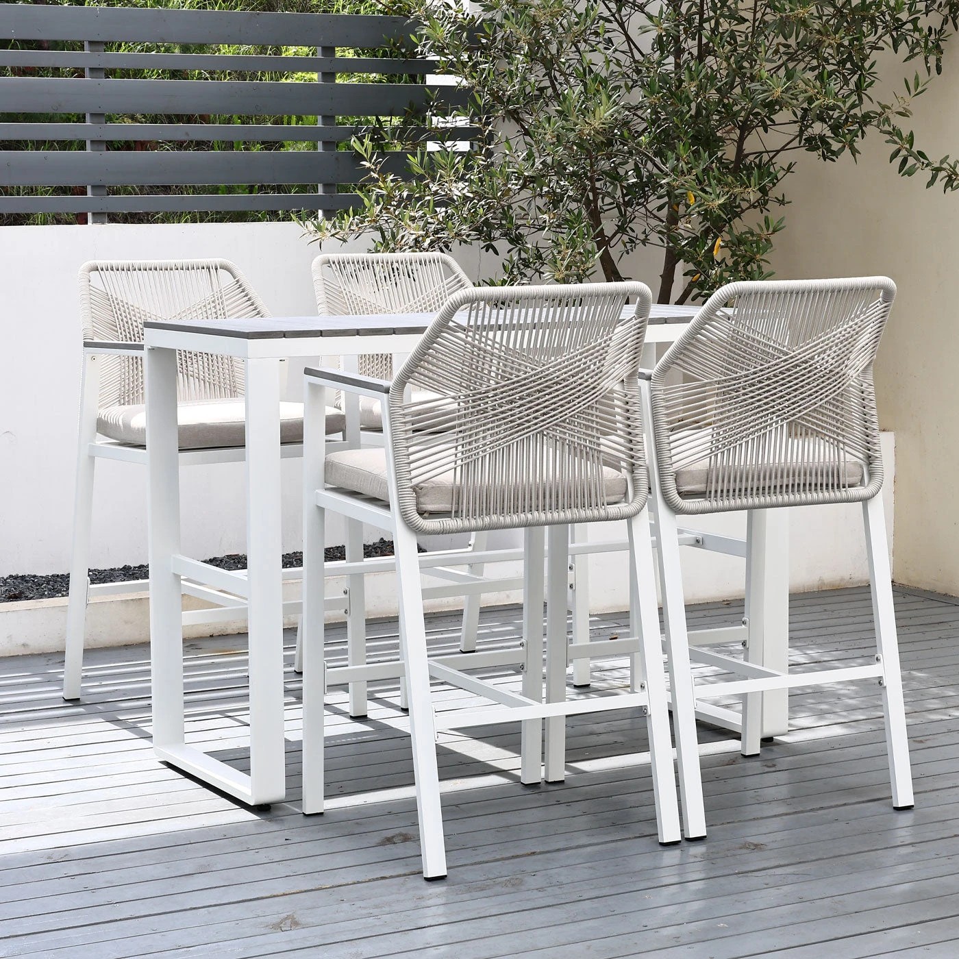 3 Moda Living Brighton White Aluminium 5-Piece Outdoor Bar Table & Stool Set - White, 3 of 10