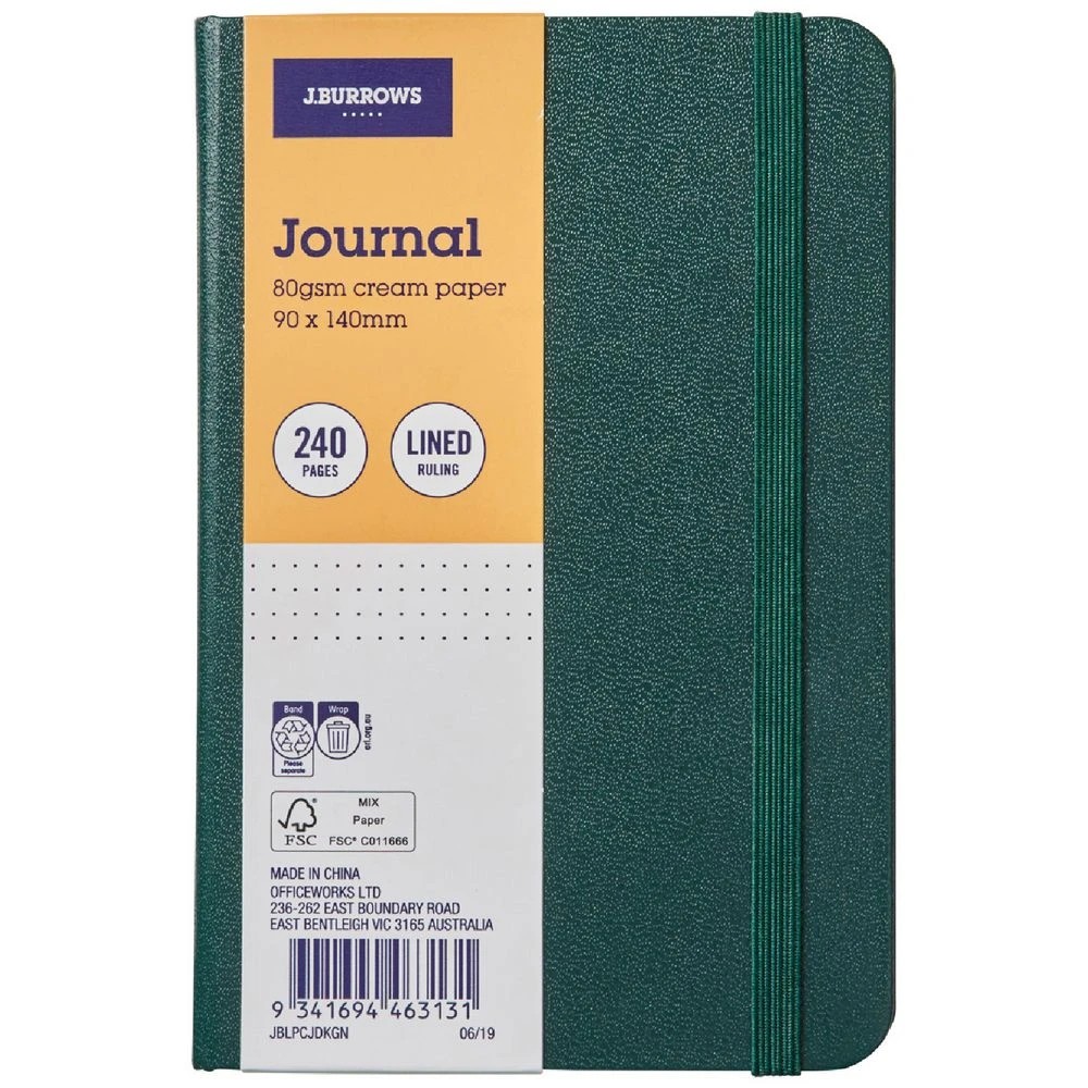 1 J.Burrows Pocket Journal Ruled 240 Page Dark Green, 1 of 4