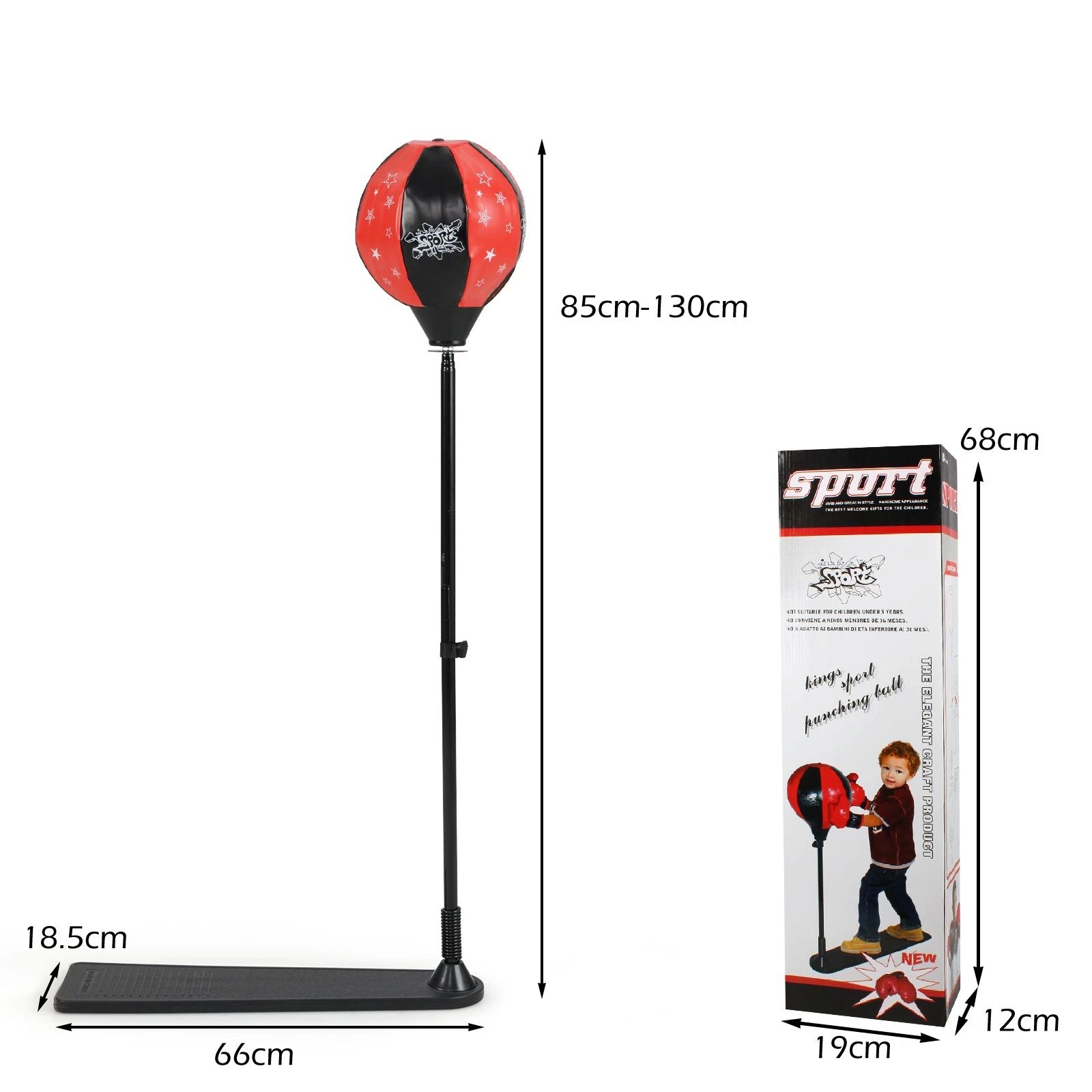 2 Costway Punching Bag Adjustable Boxing Speed Ball Stand Gift w/Gloves Set - Red, 2 of 2