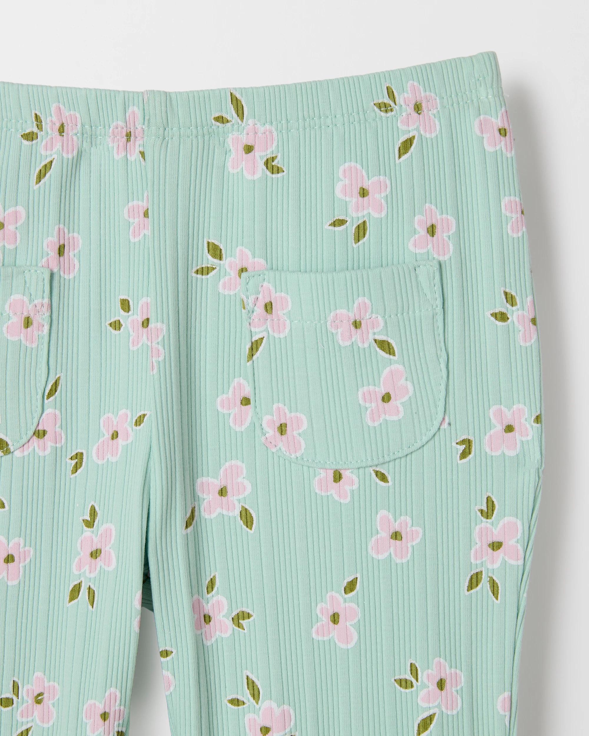 5 Target Baby Organic Cotton Ribbed Pocket Front Flare Leggings GREEN DAISY, 5 of 5