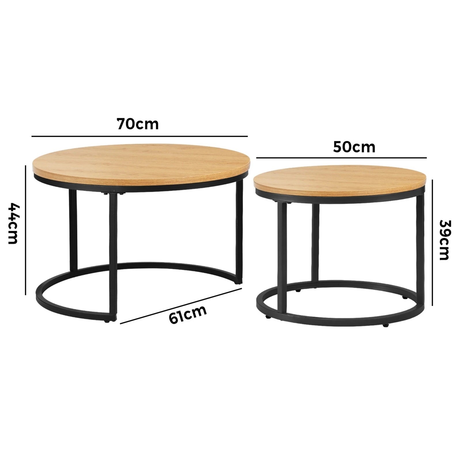 10 Oikiture Set Of 2 Coffee Table Round Nesting Side End Table
 - Natural, 10 of 10